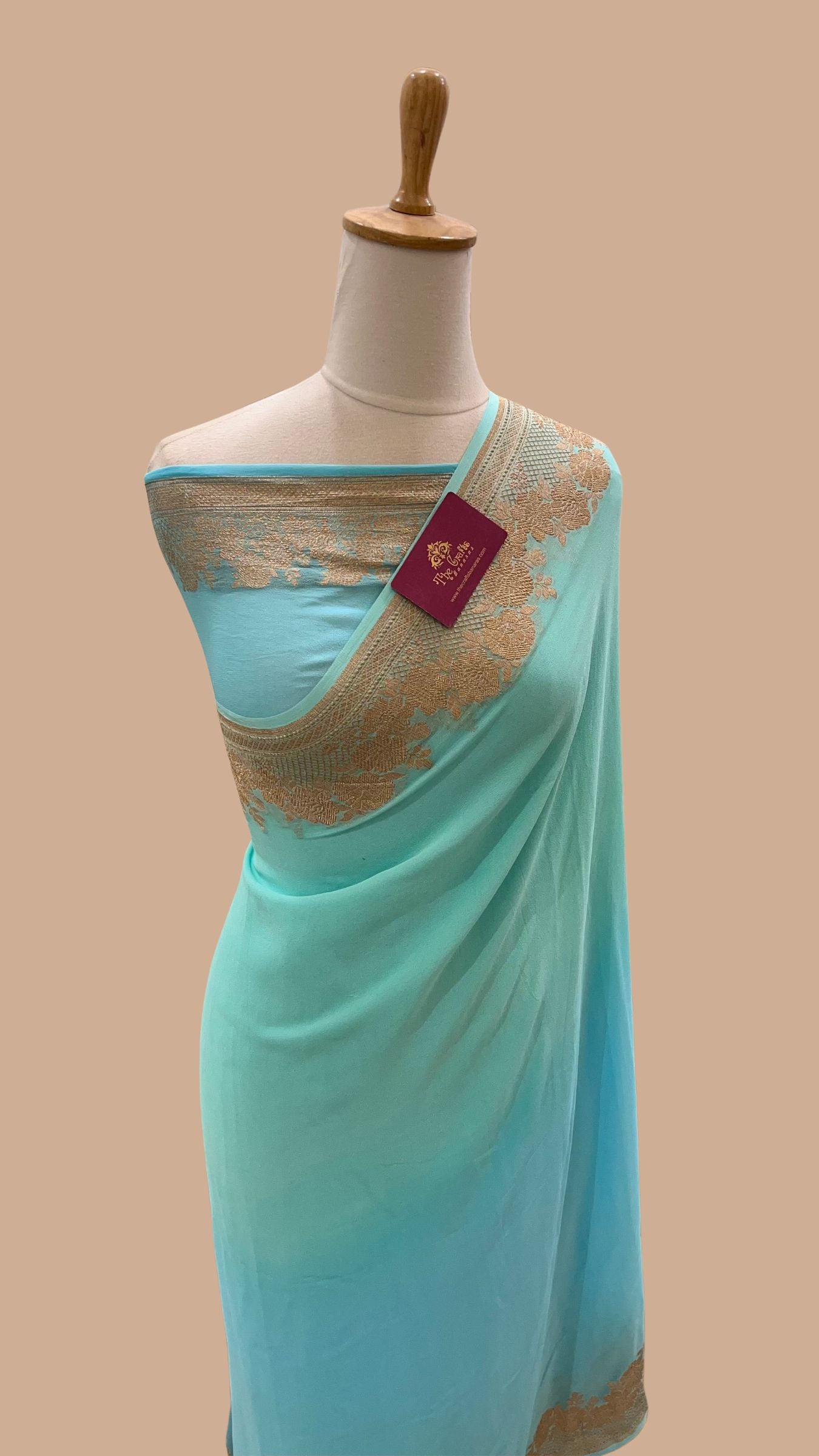 Khaddi Georgette Banarasi Saree - Antique Zari