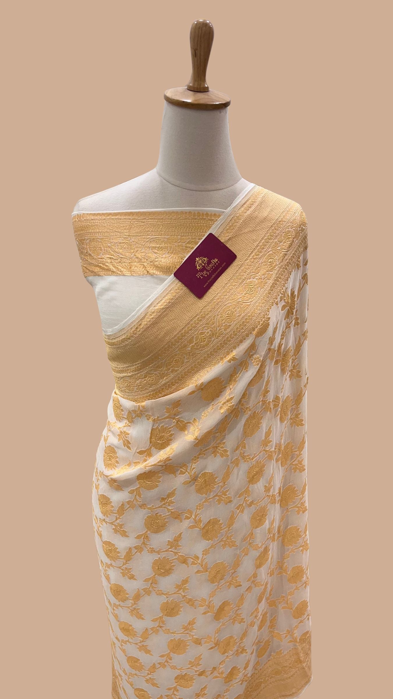 Khaddi Georgette Banarasi Saree - Gold Zari