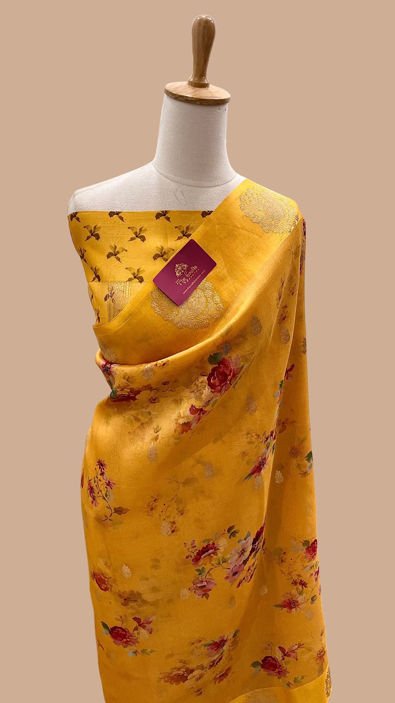 Pure Kora Silk Banarasi Saree - with Digital Print