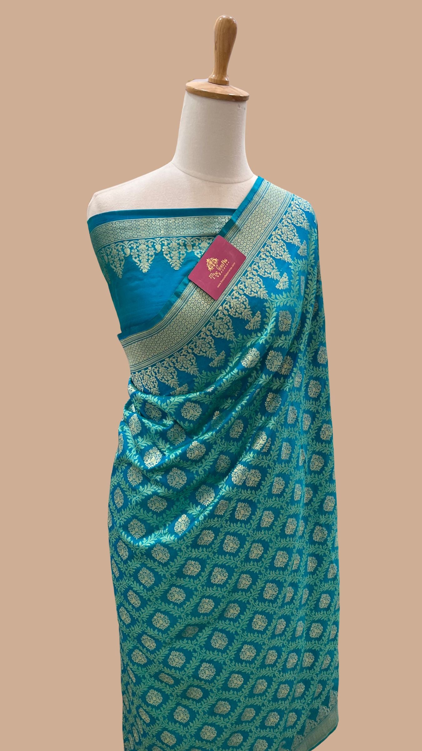Pure Cotton Silk Banarasi Brocade Handloom Saree - Meenakari