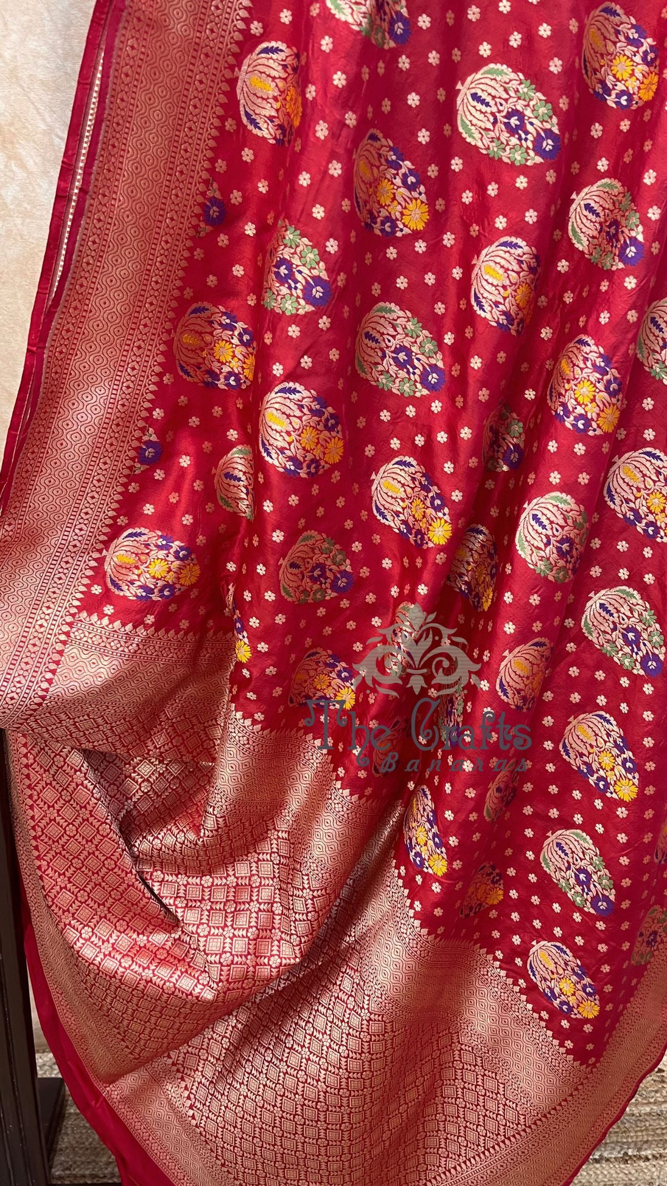 Pure Katan Silk Handloom Banarasi Saree - All over Meenakari Jaal work