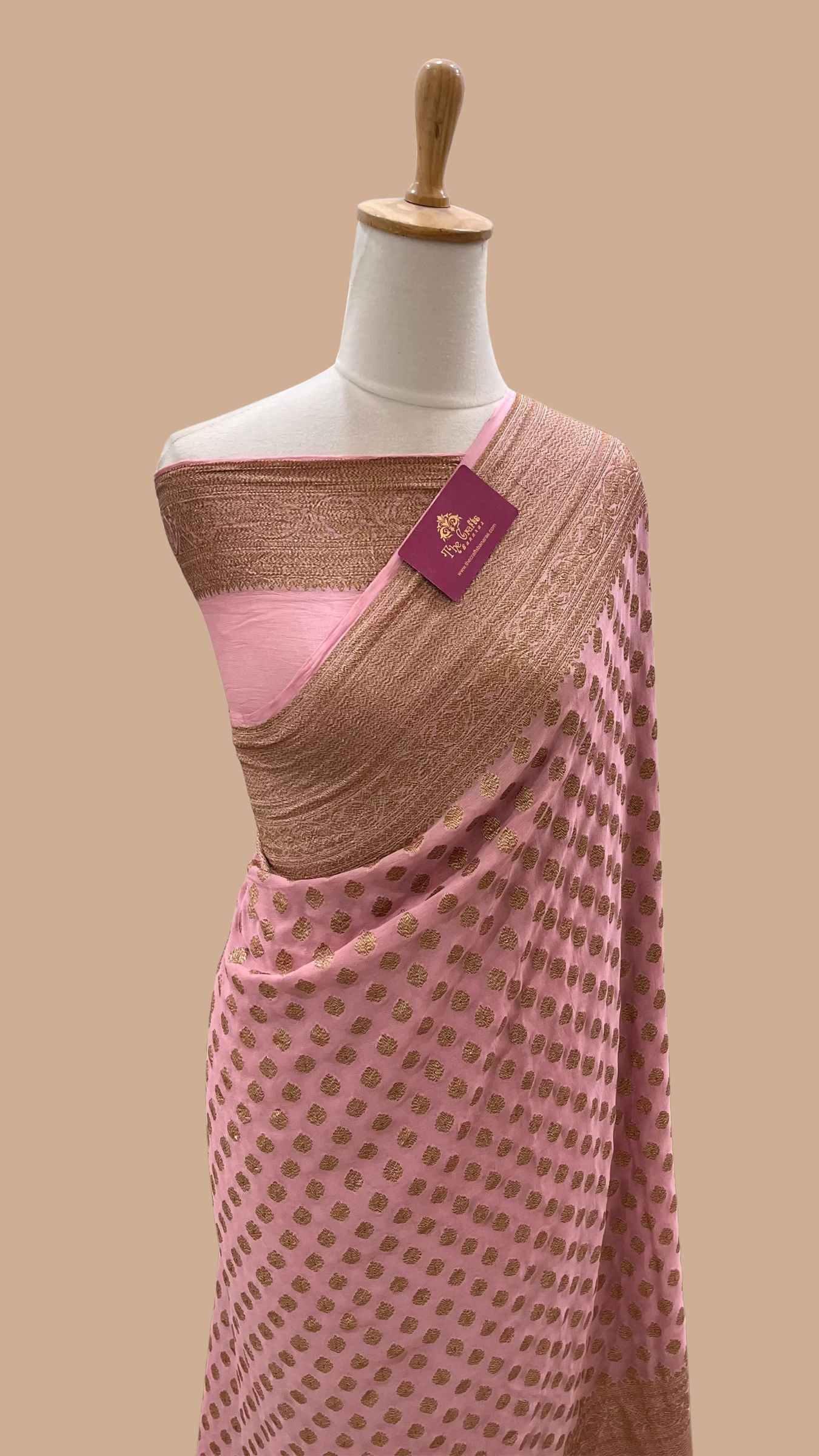 Khaddi Georgette Banarasi Saree - Antique Zari
