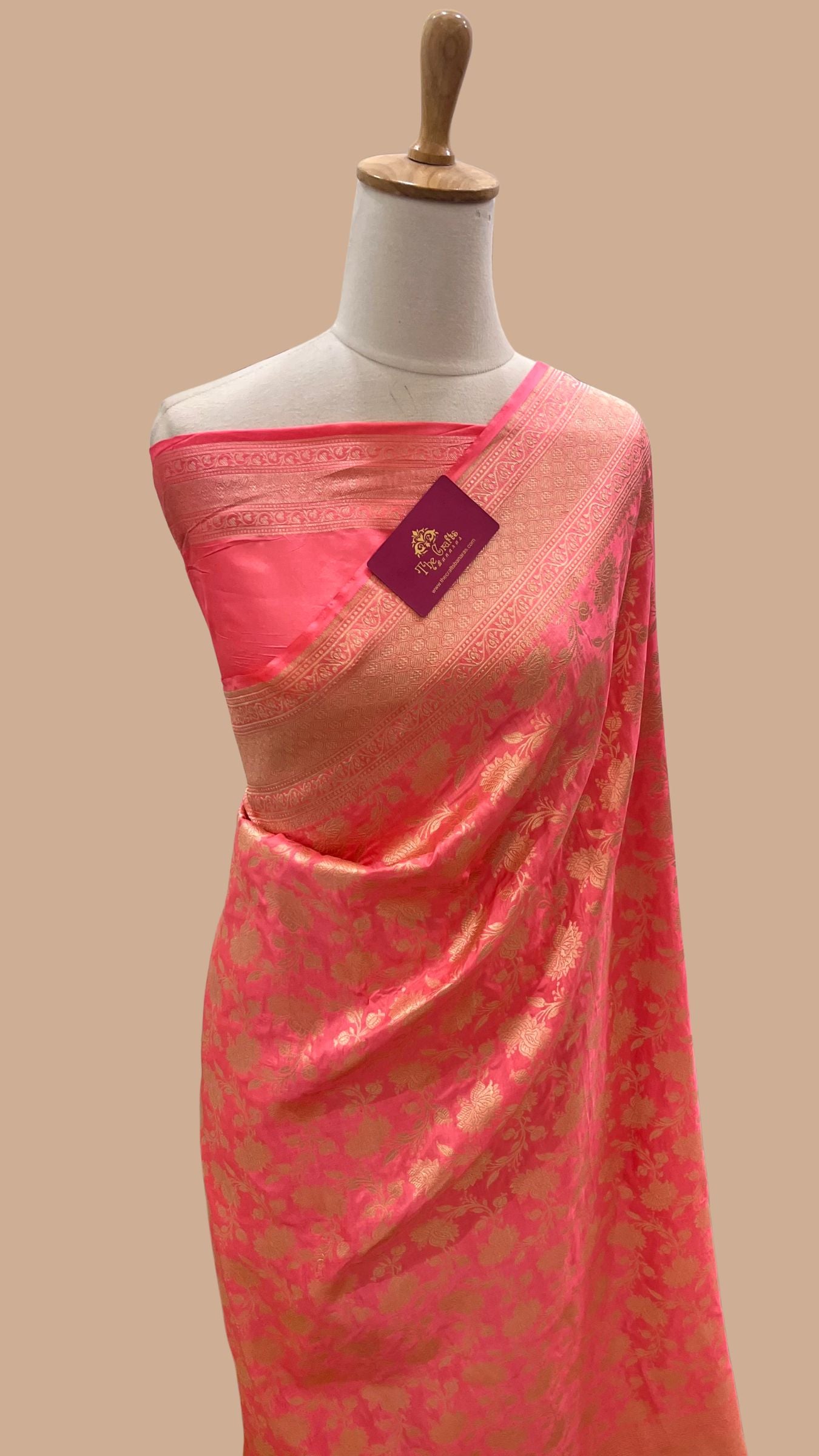 Pure Katan Silk Handloom Banarasi Saree - Jaal Work