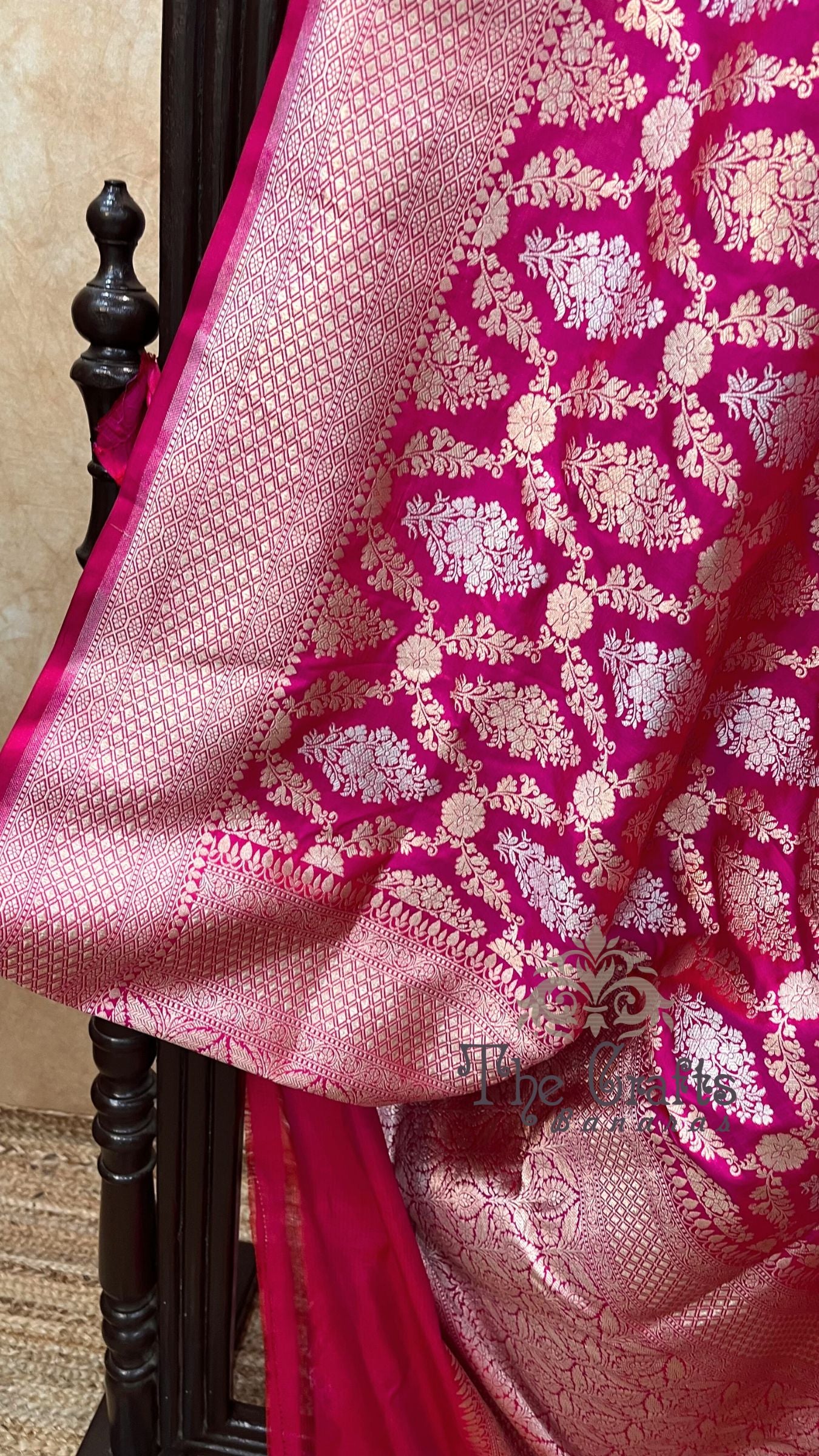 Pure Katan Silk Handloom Banarasi Saree - All over Sona Roopa Jaal work