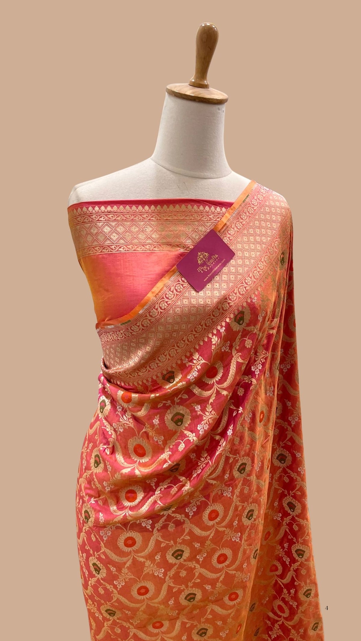 Pure Katan Silk Handloom Banarasi Saree - Jaal Work with Meenakari