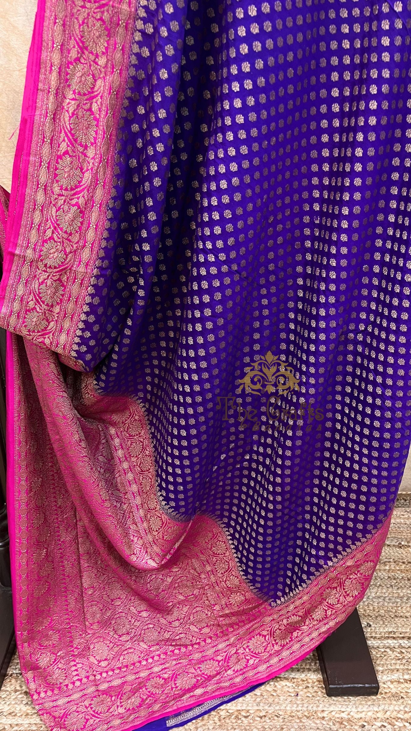 Pure Crepe Georgette Banarasi Saree - Antique Zari