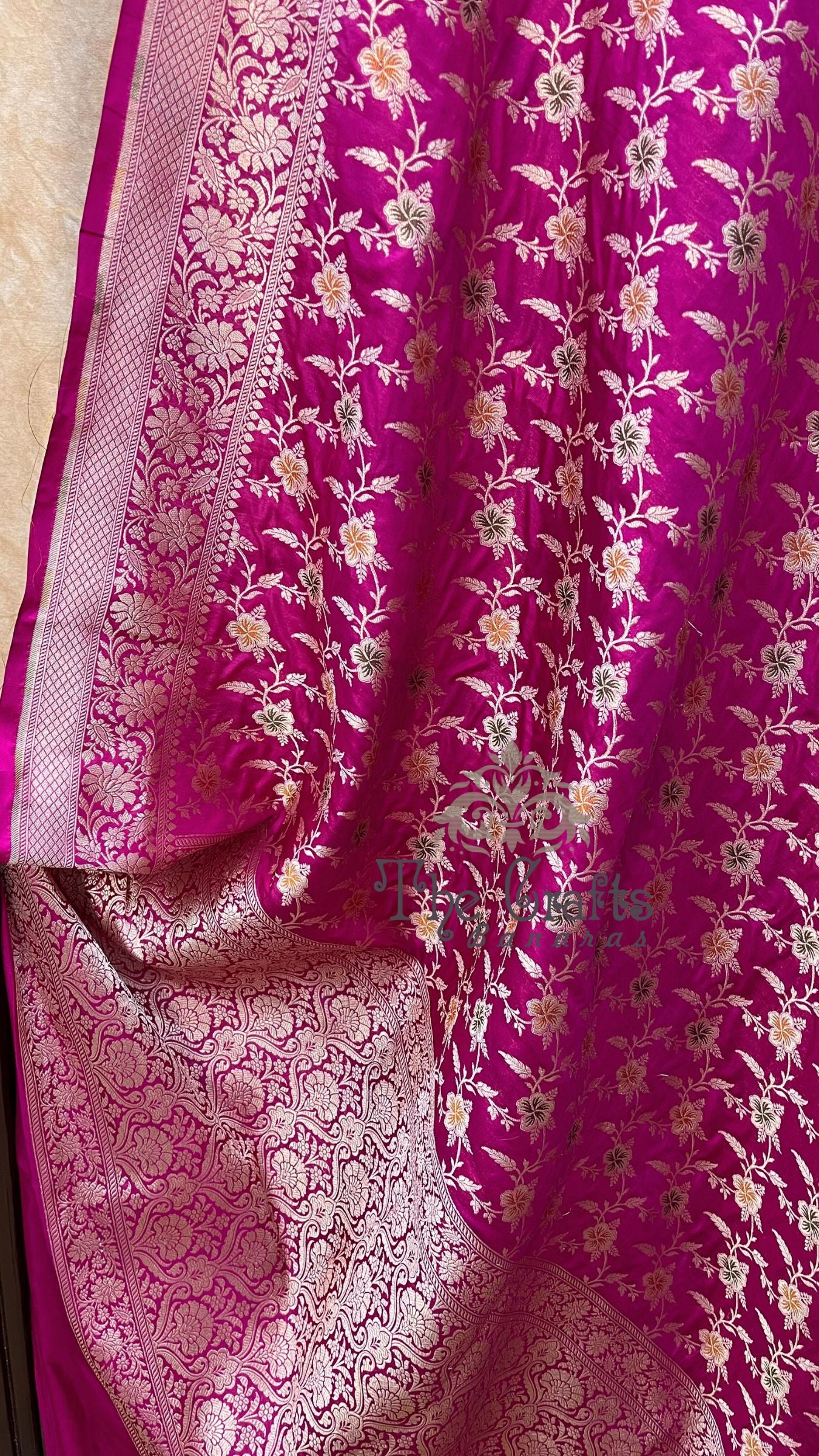 Pure Katan Silk Handloom Banarasi Saree - All over Meenakari Jaal work