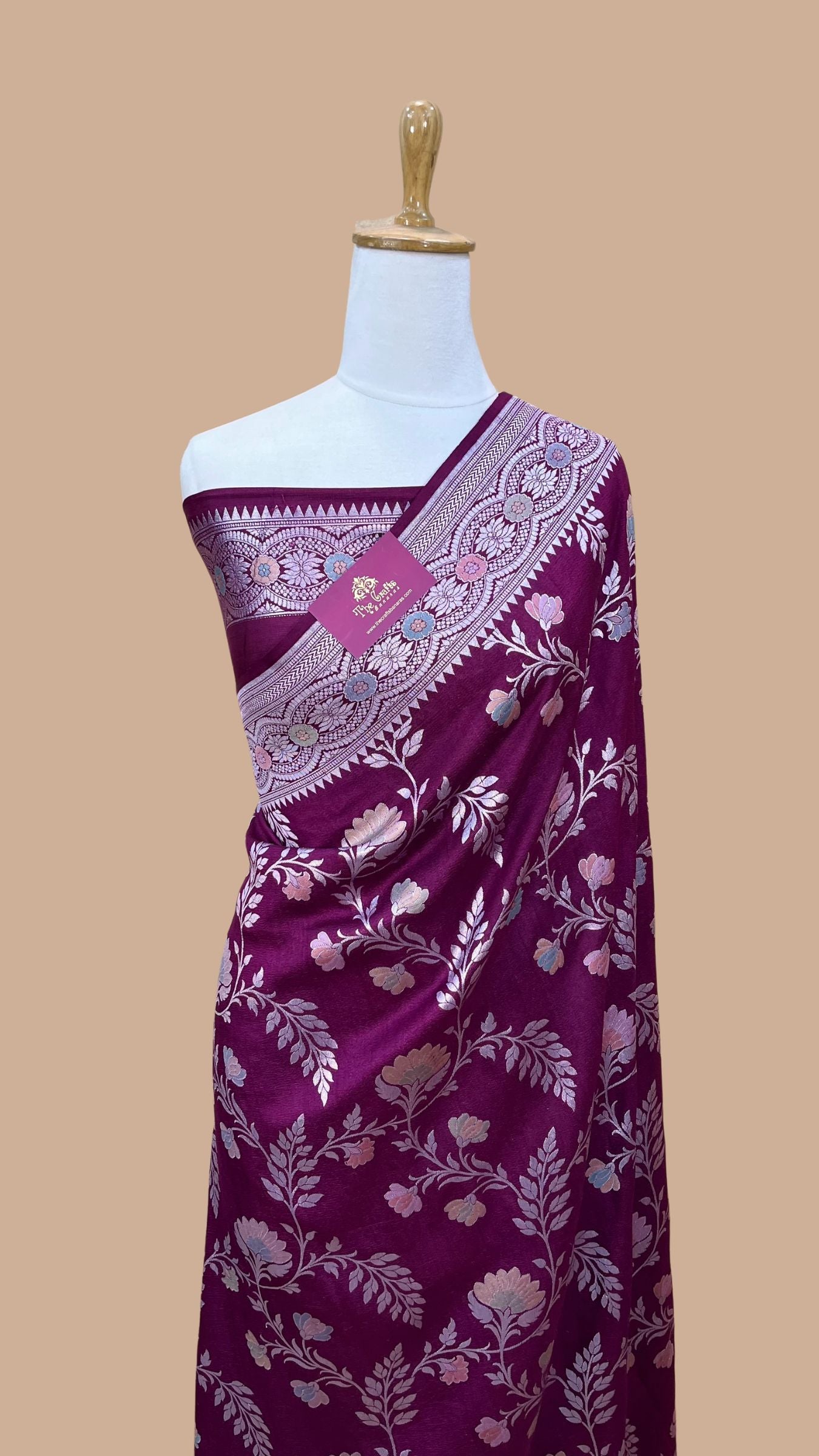 Tussor Georgette Handloom Banarasi Saree - Meenakari all over