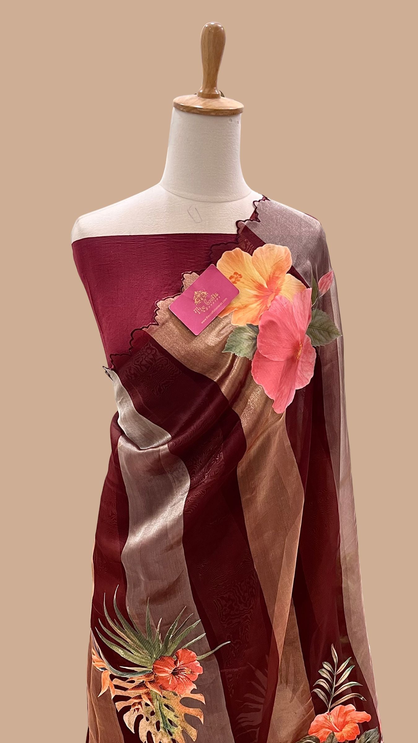 Pure Kora  Tissue Silk Banarasi Saree - with Digital Print
