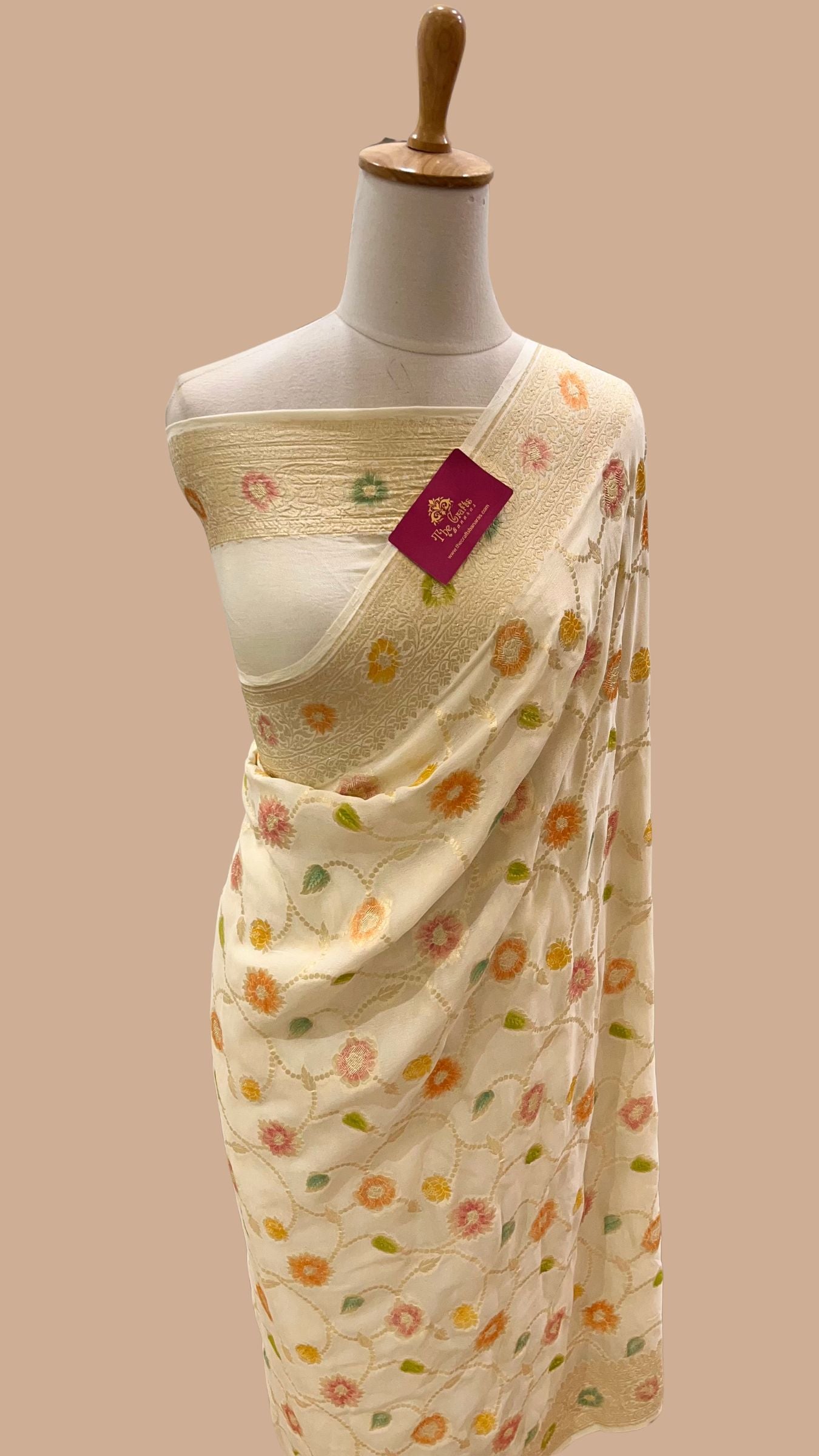 Khaddi Georgette Handloom Banarasi Saree