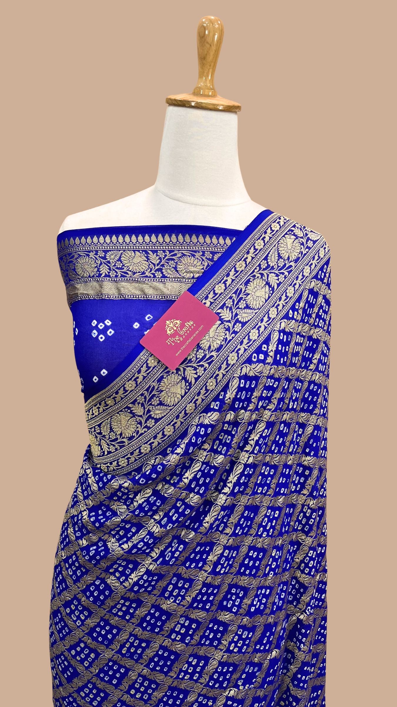 Pure Georgette Banarasi Handloom Bandhej Saree