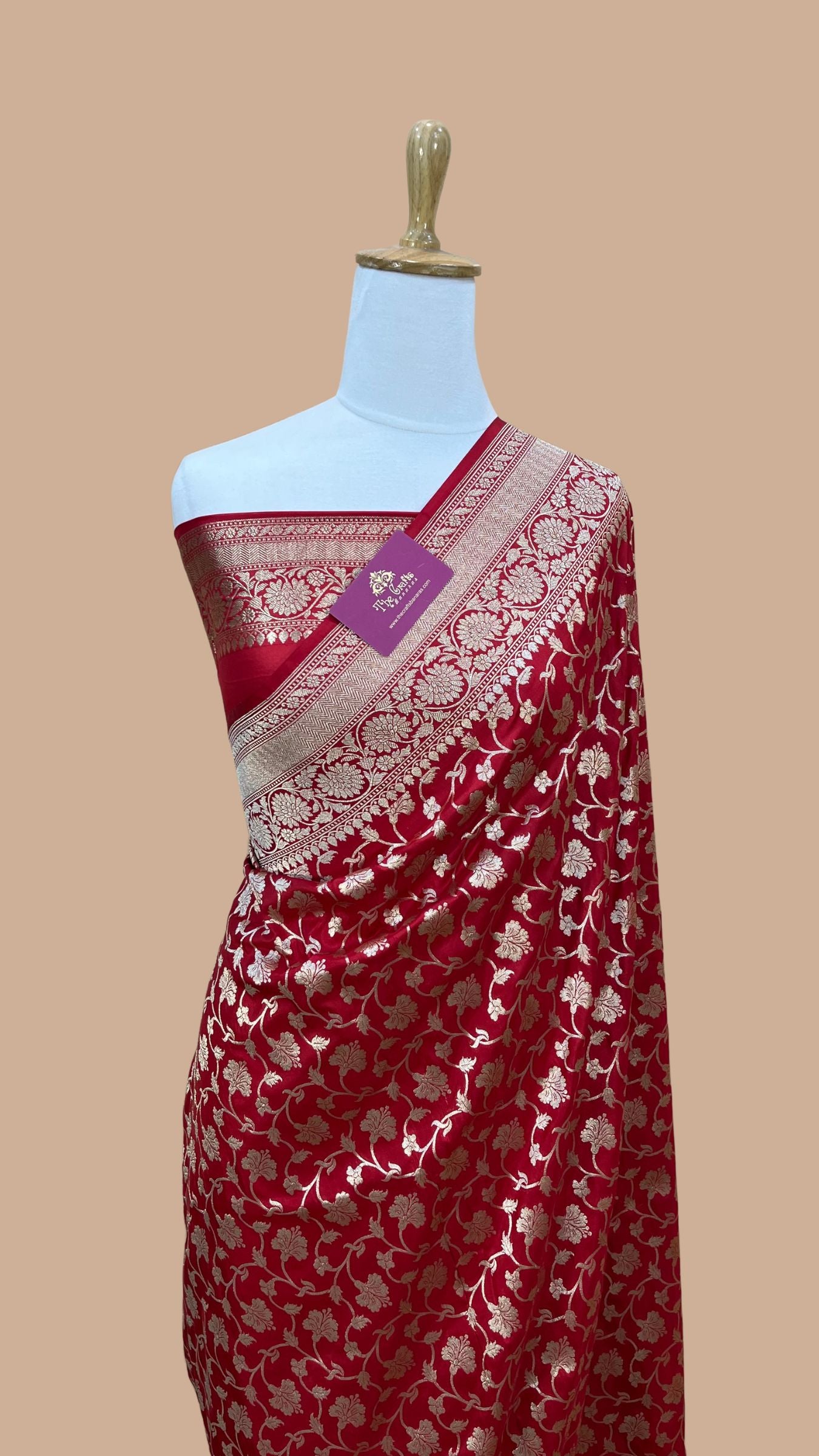 Pure Katan Silk Handloom Banarasi Saree - Jaal work