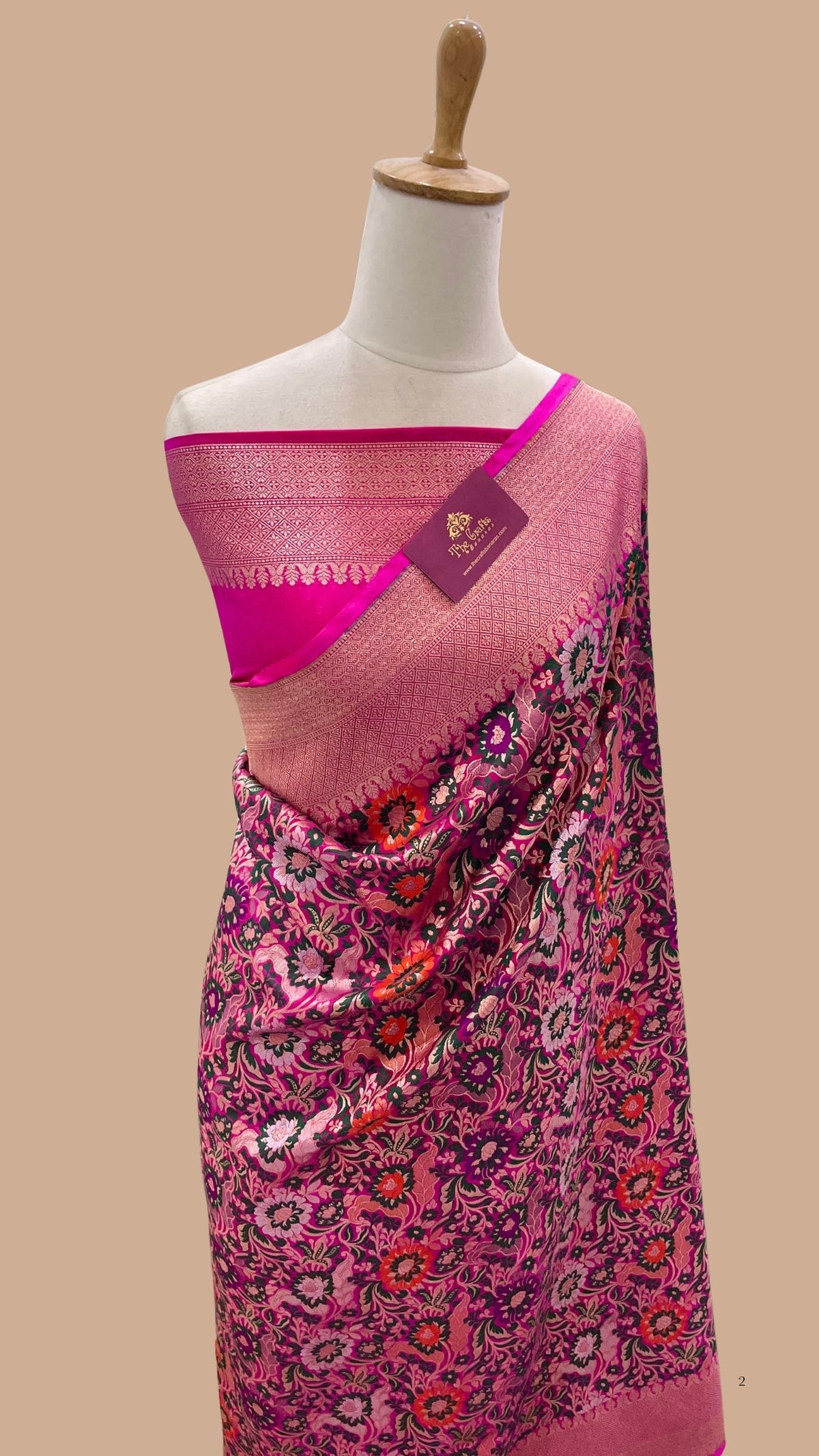 Pure Katan Silk Handloom Banarasi Saree - Jaal Work with Meenakari