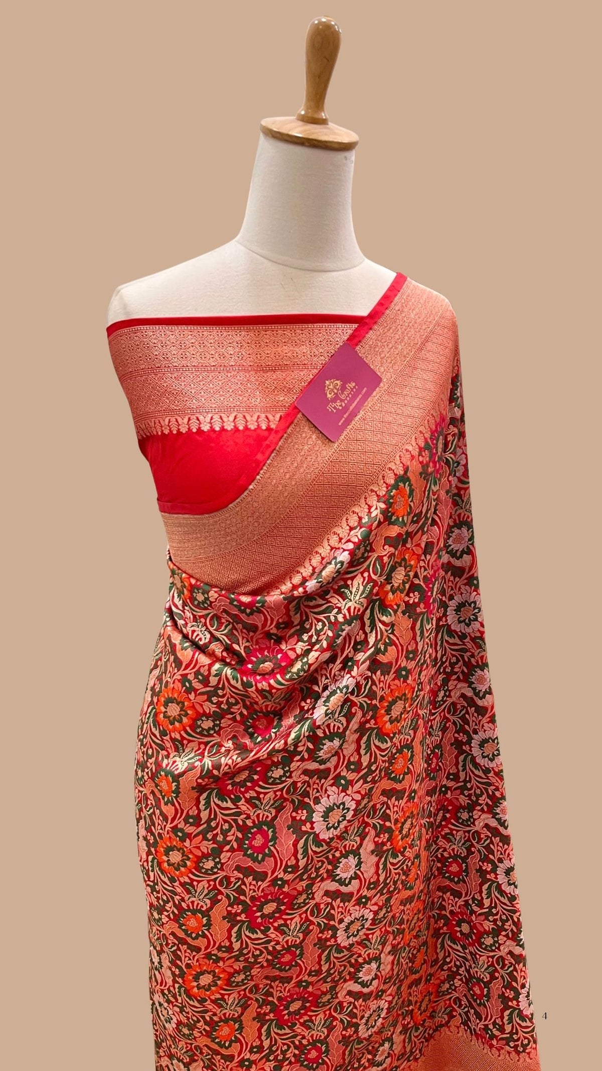 Pure Katan Silk Handloom Banarasi Saree - Jaal Work with Meenakari