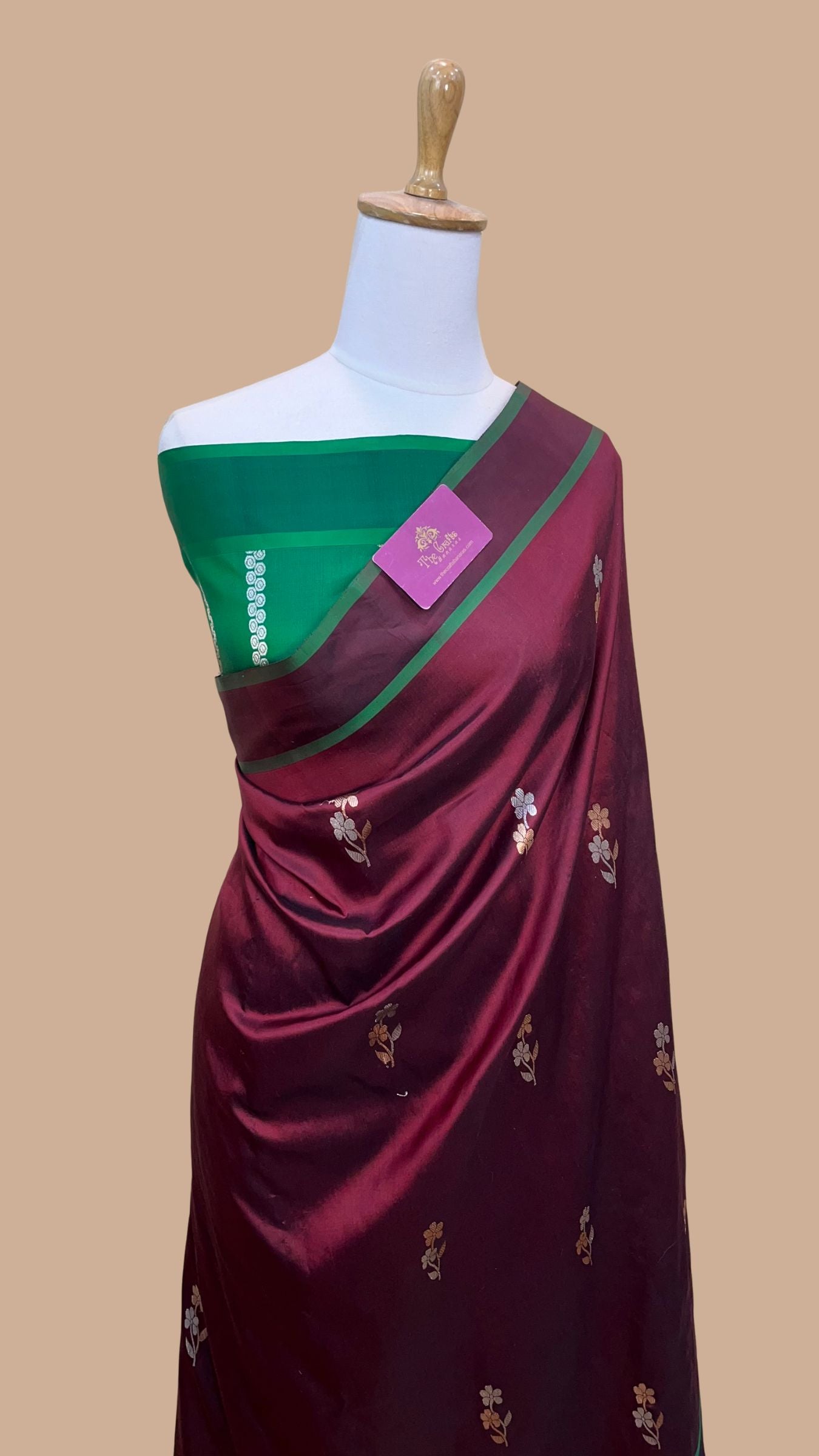 Pure Mango Silk Handloom Banarasi Saree - With Sona Roopa Motifs