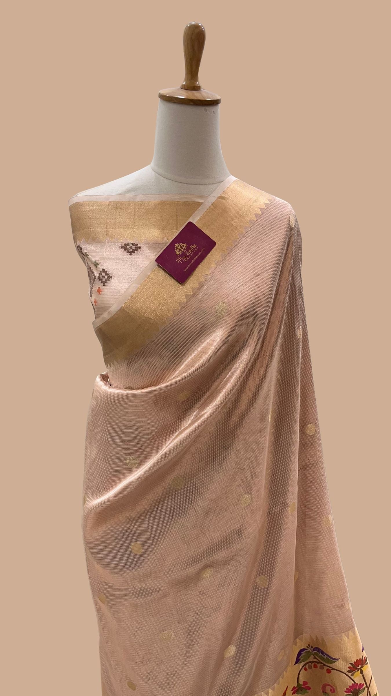 Pure Zari Kota Tissue Silk Handloom  Banarasi Saree - Meenakari
