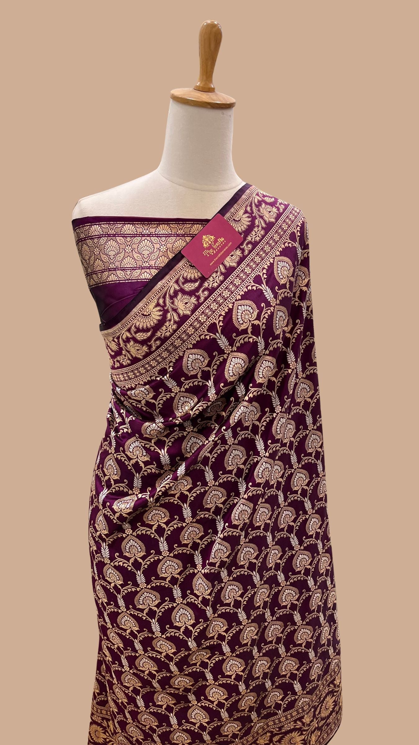 Pure Katan Silk Handloom Banarasi Saree - All Over Sona Rupa Jaal Work