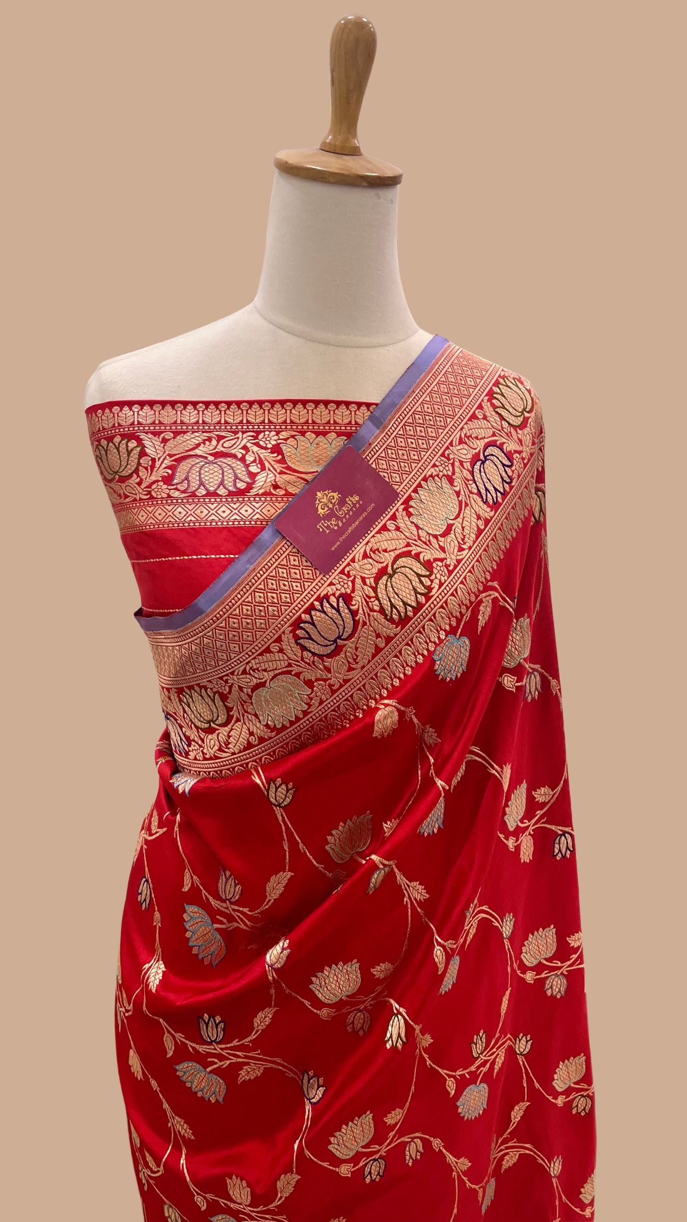 Pure Katan Silk Handloom Banarasi Saree - All Over Kadiyal Multimeena Jangla