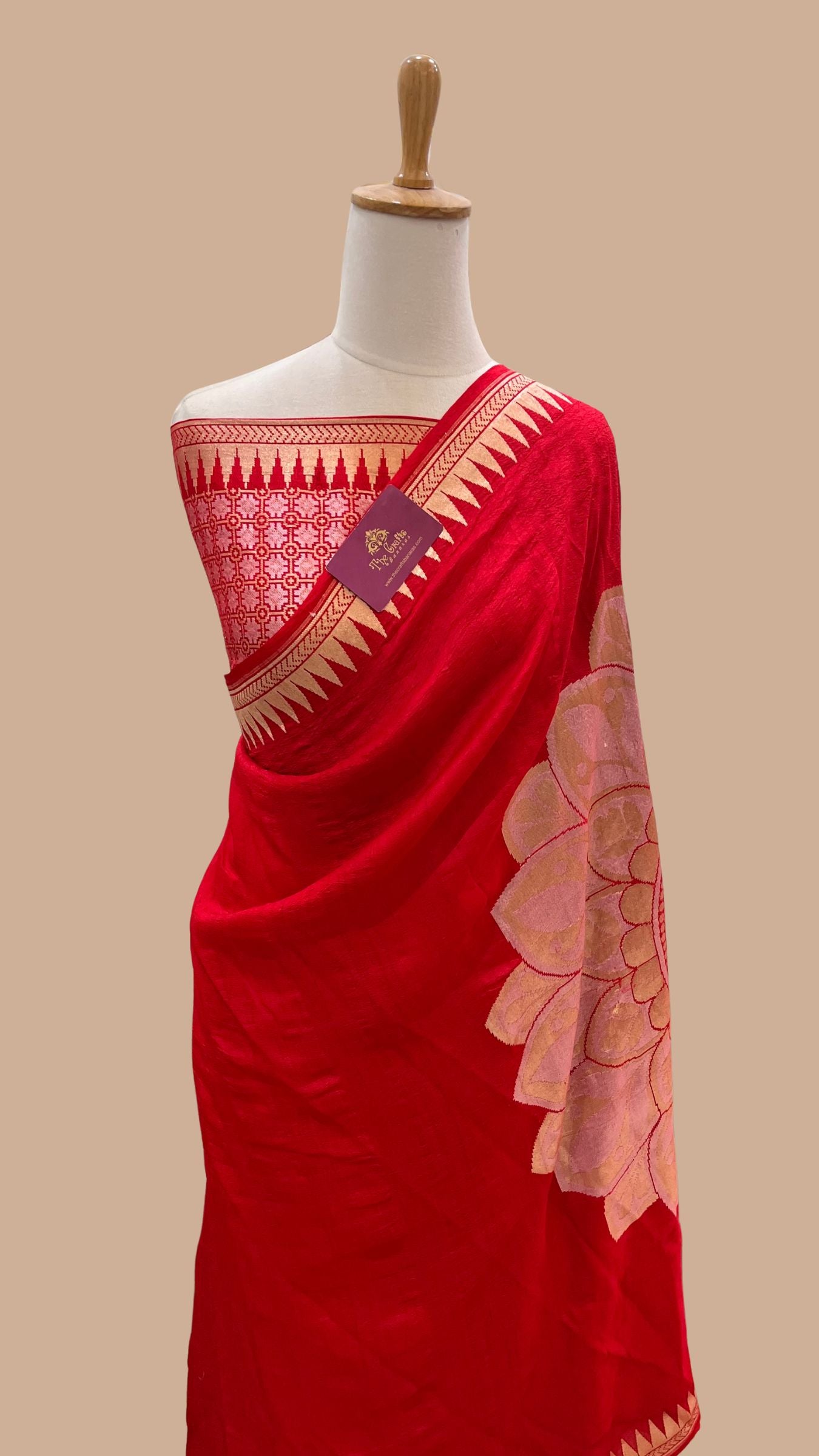 Tussar Georgette Handloom Banarasi Saree - All over Sona Rupa Motifs