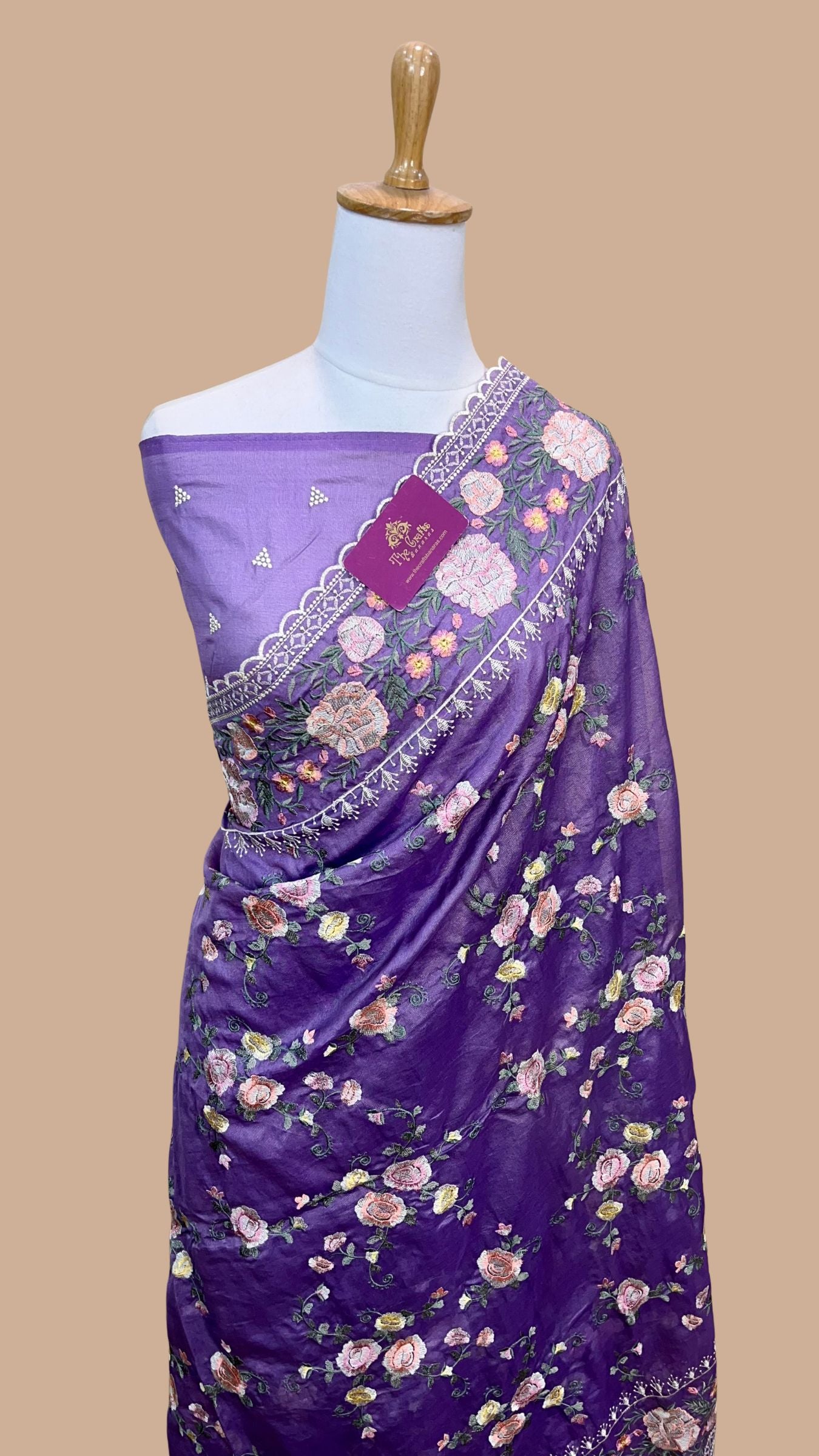 Pure Tissue Silk Banarasi Saree - Chikankari all over