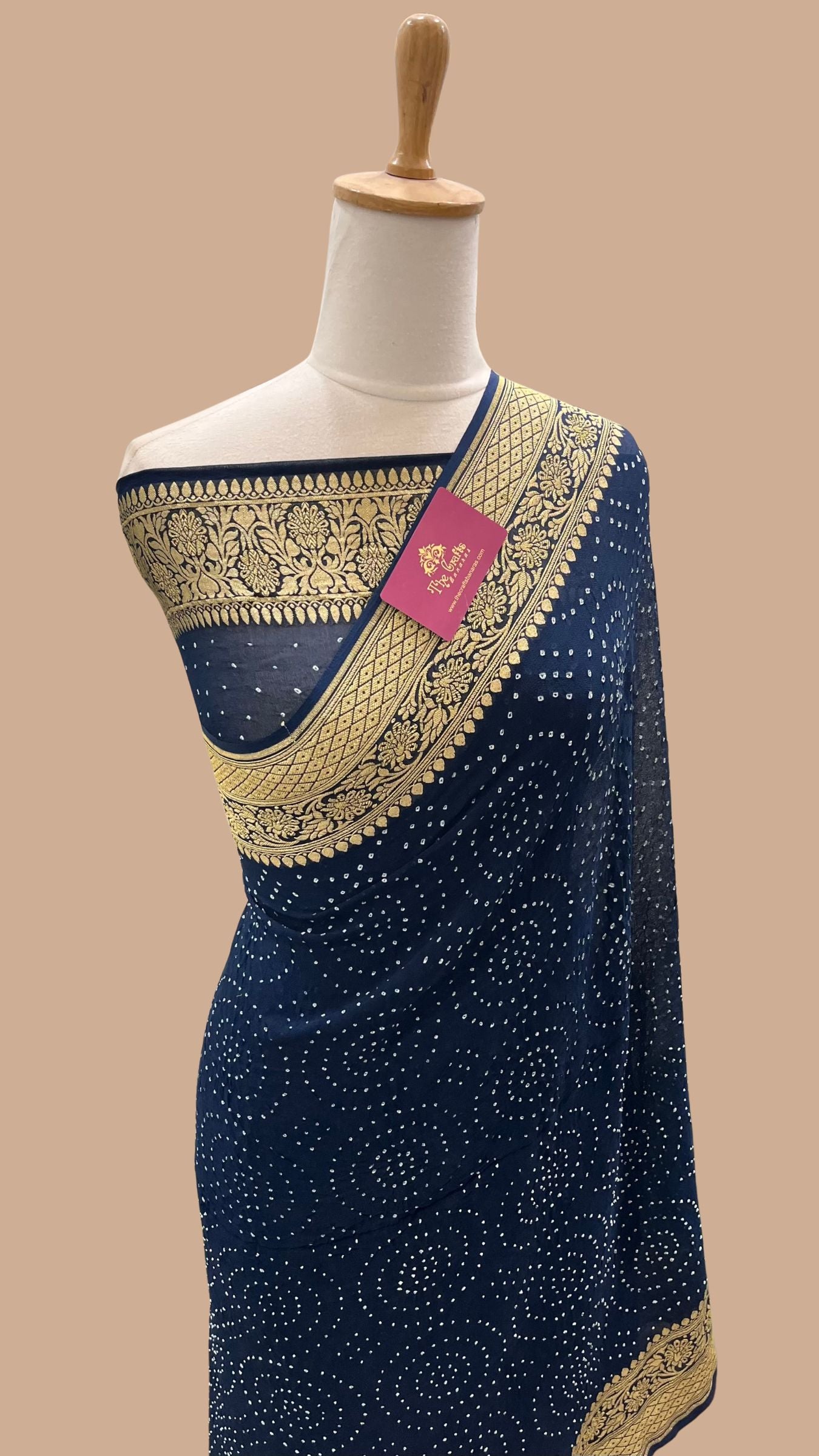 Pure Georgette Banarasi Handloom Bandhej Saree