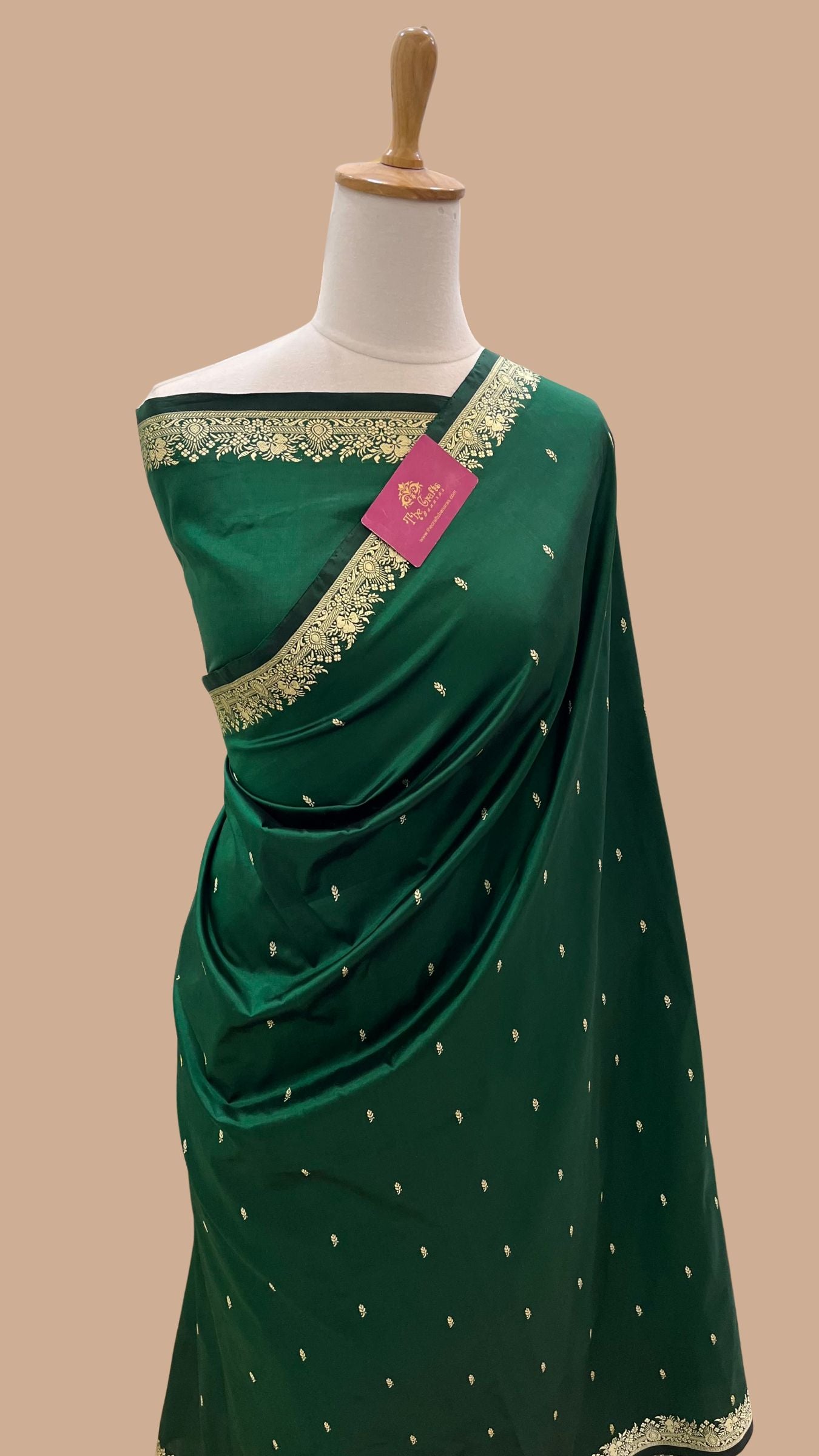 Pure Katan Silk Handloom Banarasi Saree - Resham Chunri Buti