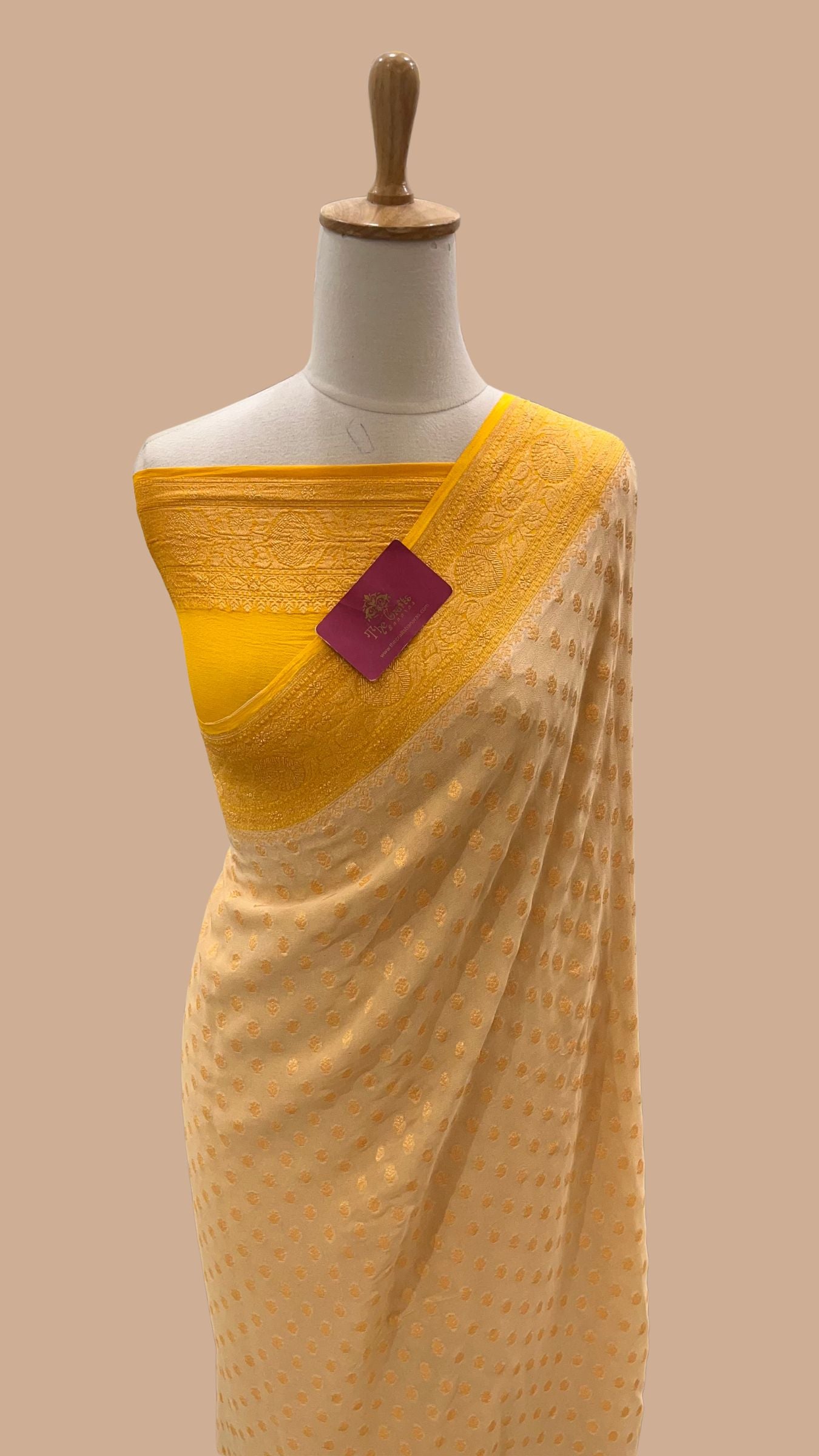 Khaddi Georgette Banarasi Saree - Gold Zari