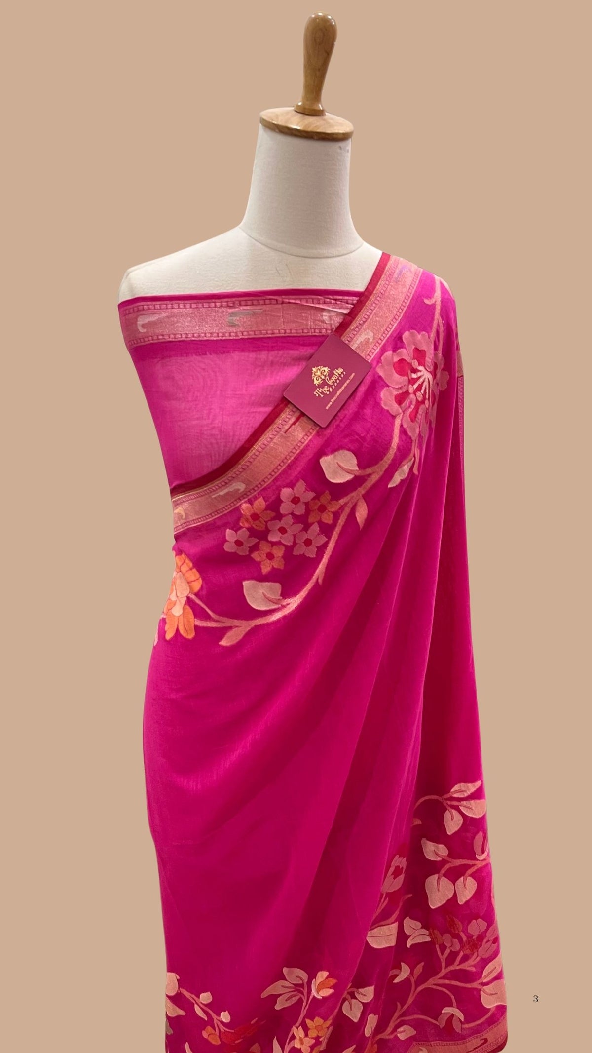 Pure Ektara Cotton Jamdani Banarasi Saree - Tilfi