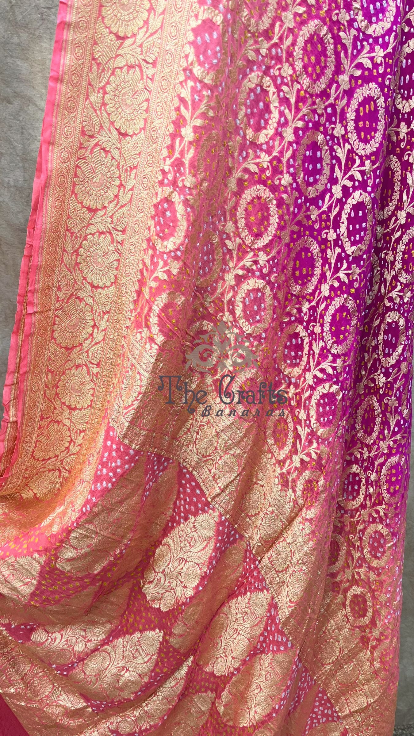 Pure Georgette Banarasi Handloom Bandhej Saree