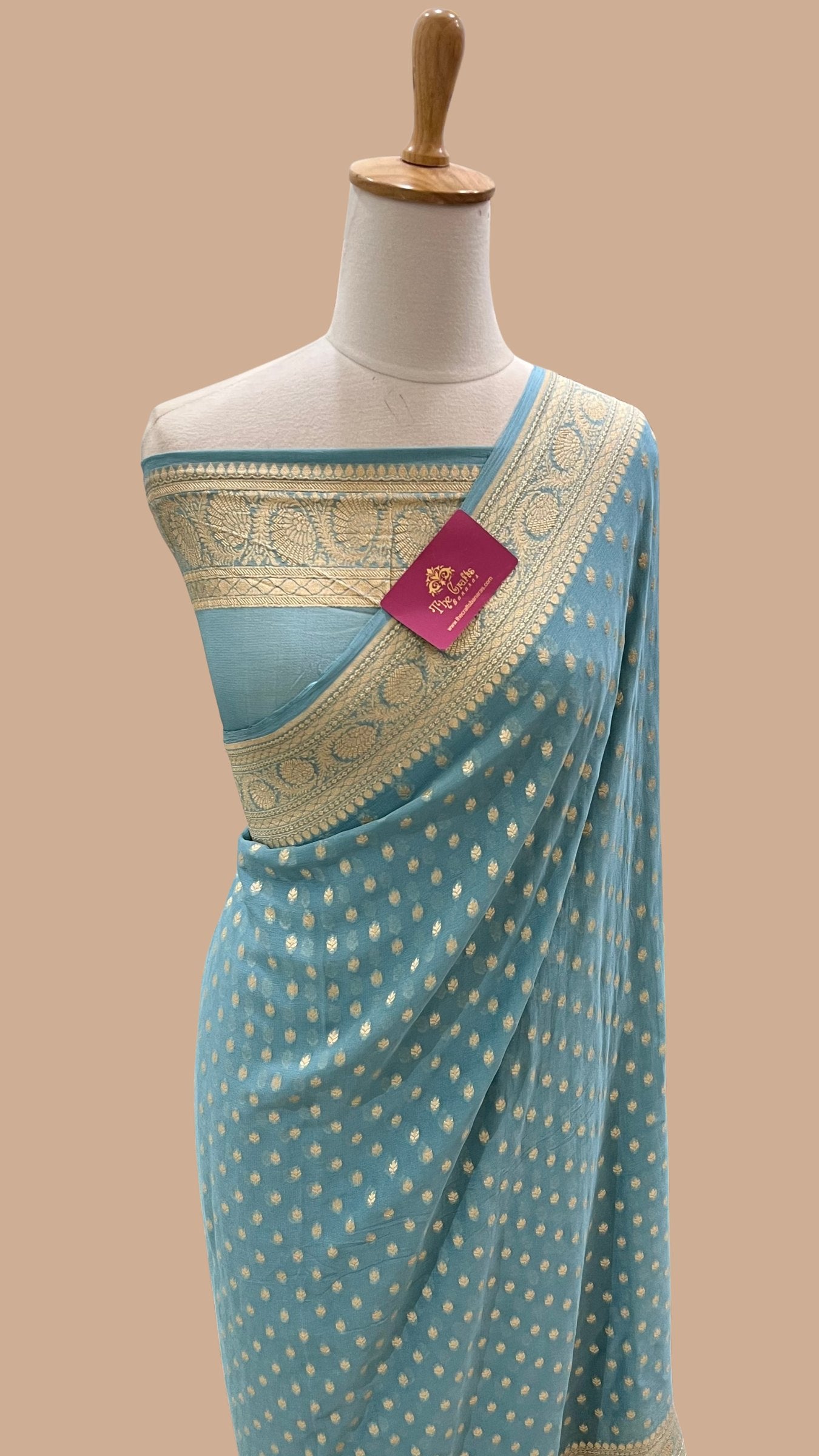 Khaddi Georgette Banarasi Saree - Gold Zari