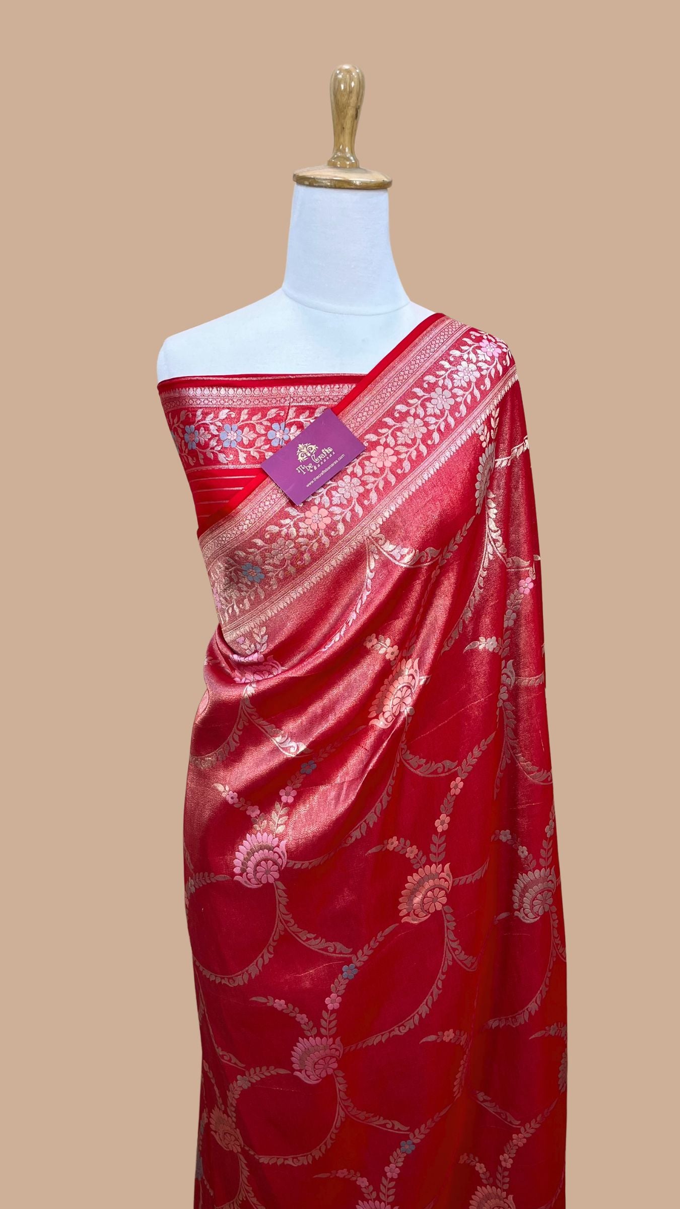 Tissue Georgette Handloom Banarasi Saree - Meenakari all over