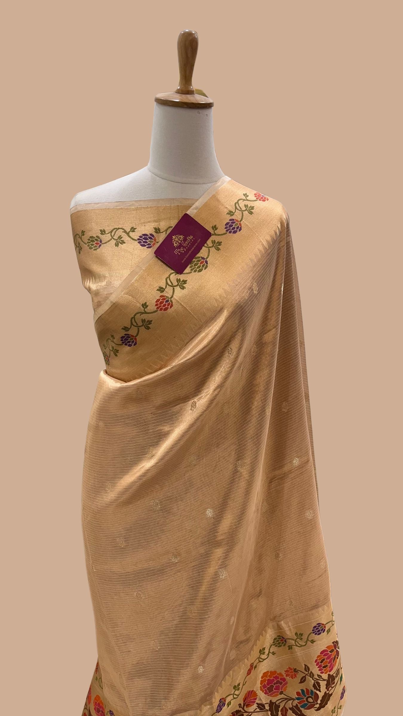 Pure Zari Kota Tissue Silk Handloom  Banarasi Saree - Meenakari