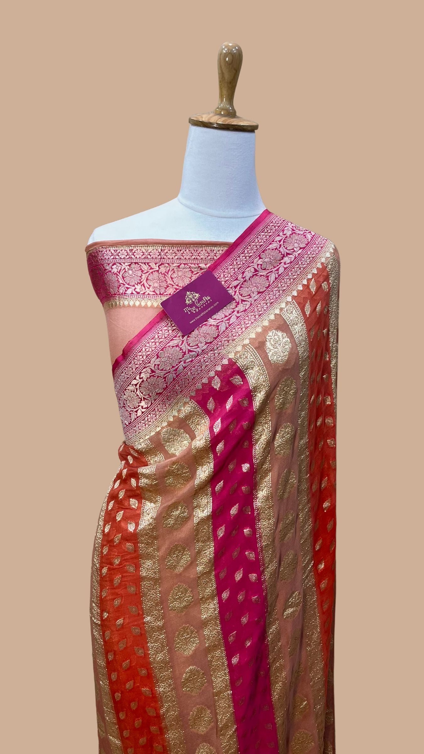 Khaddi Georgette Handloom Banarasi Saree - Water Zari