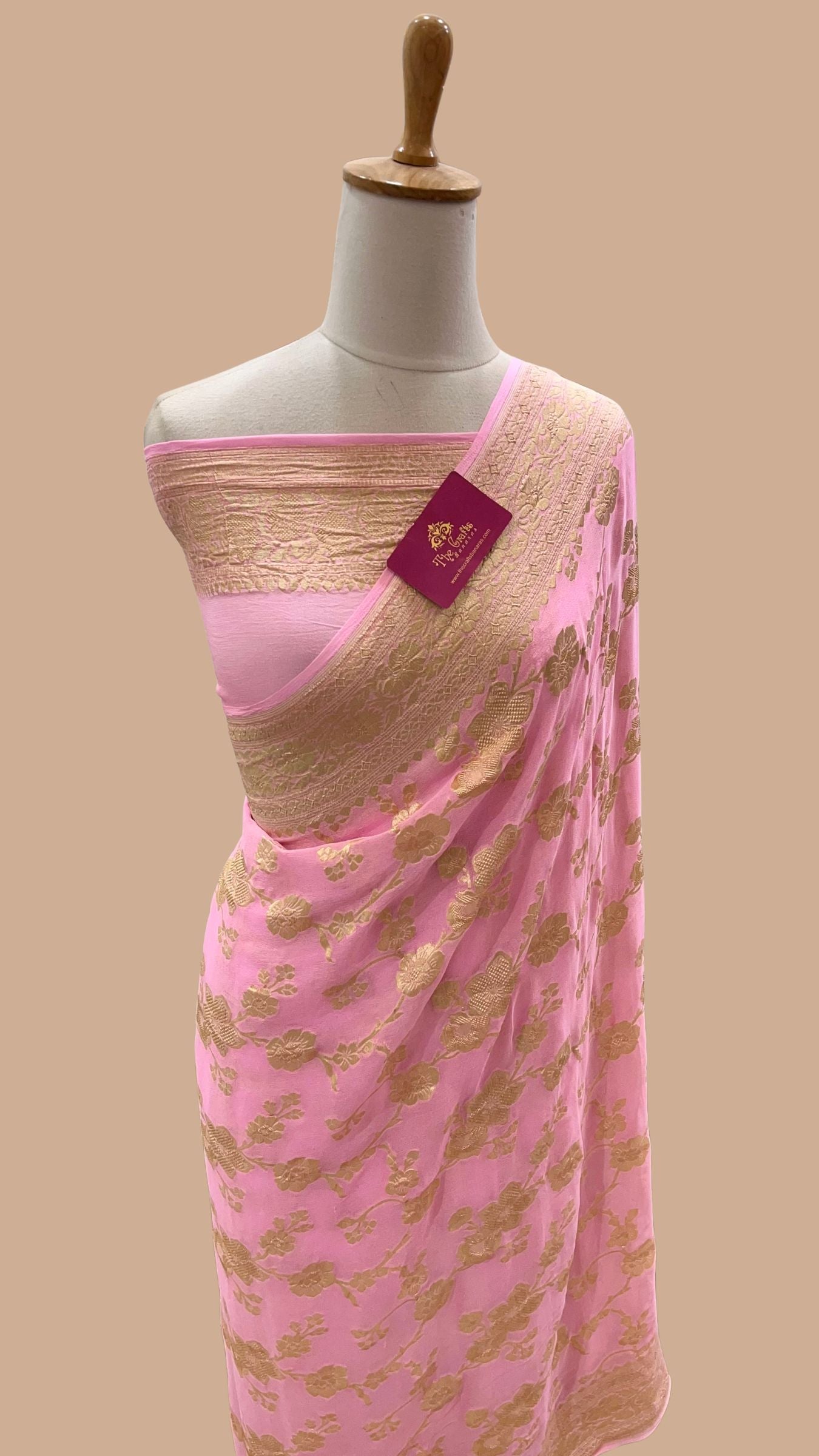 Khaddi Georgette Handloom Banarasi Saree