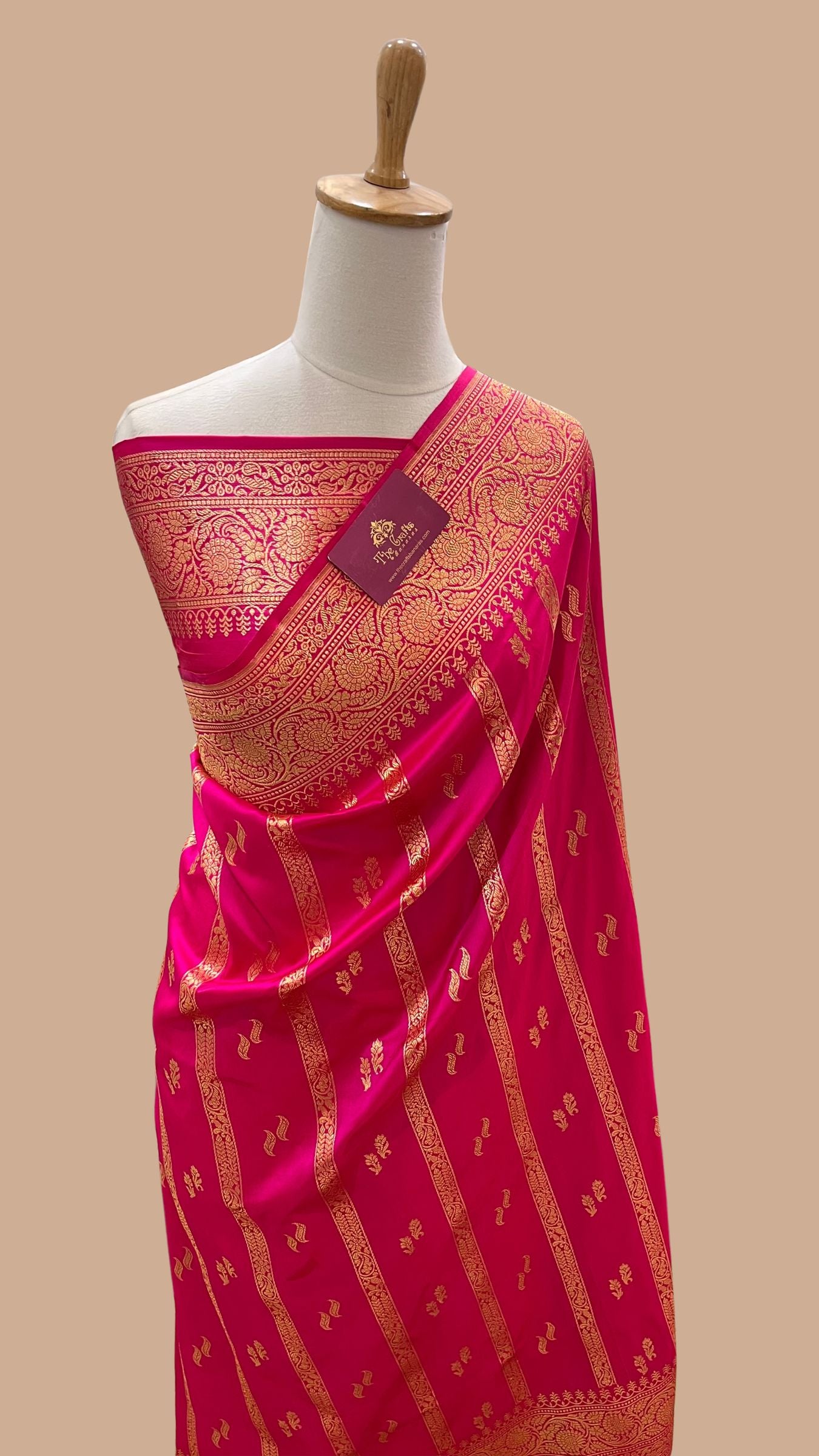 Pure Katan Silk Handloom Banarasi Saree - with Kadhua Stripes