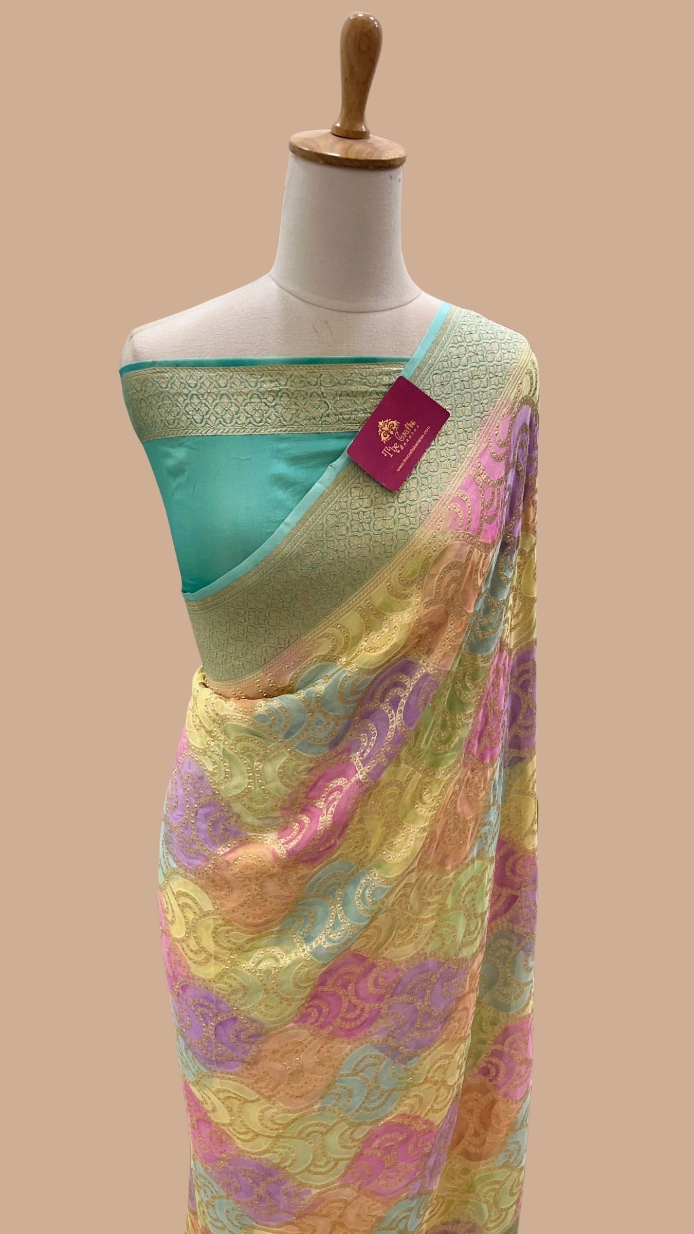Khaddi Georgette Handloom Banarasi Saree