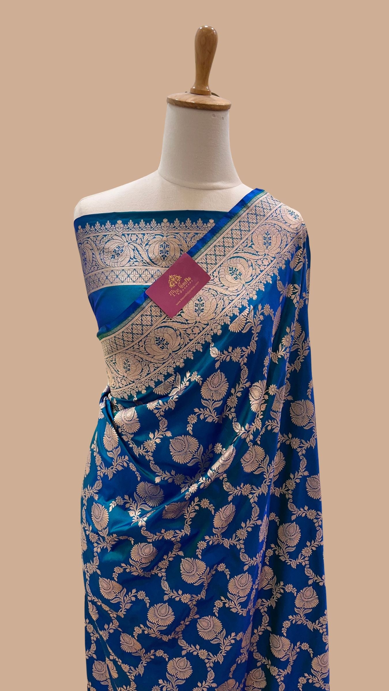 Pure Katan Silk Handloom Banarasi Saree - All Over Sona Rupa Jaal Work