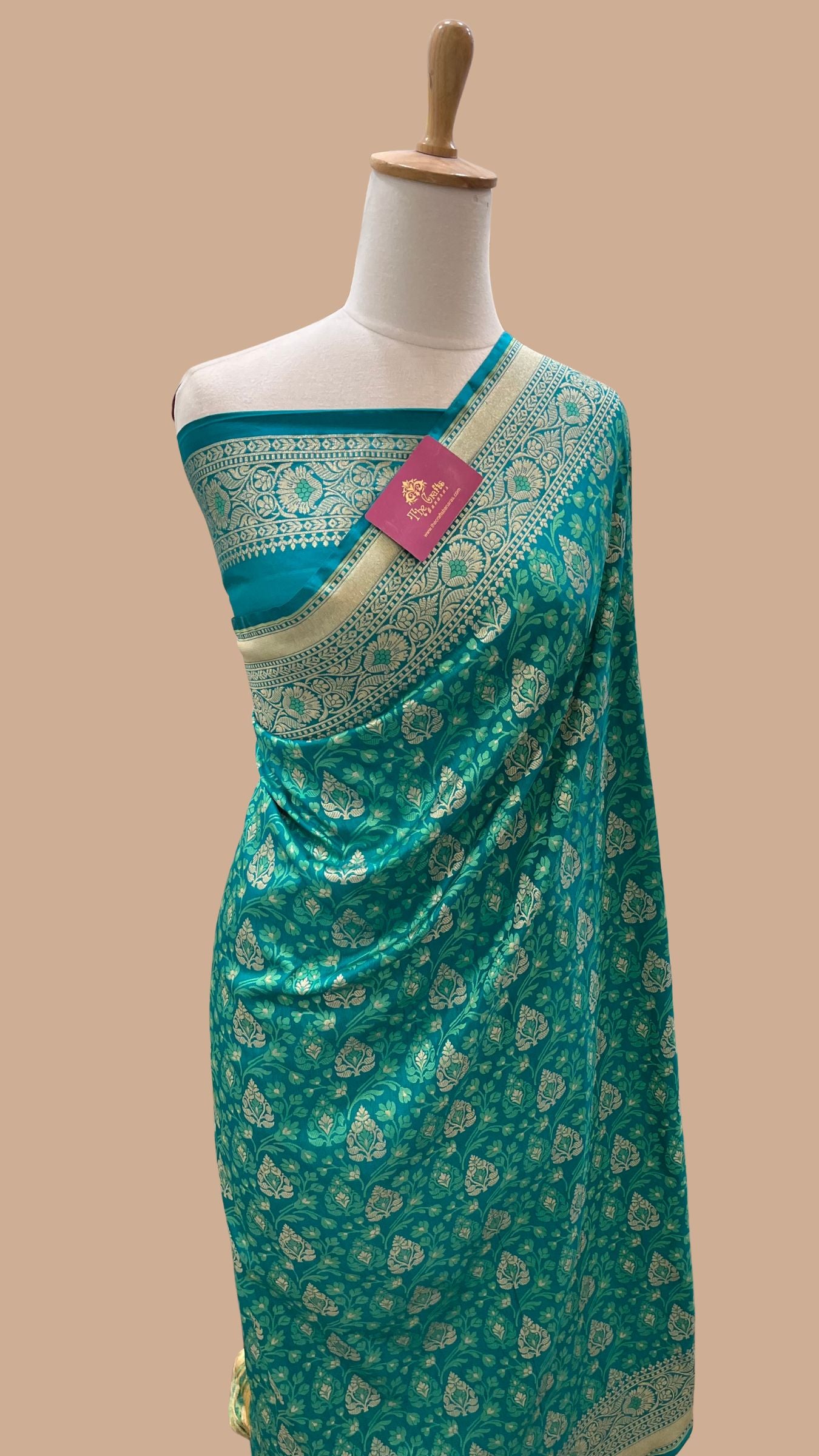 Pure Cotton Silk Banarasi Brocade Handloom Saree - Meenakari