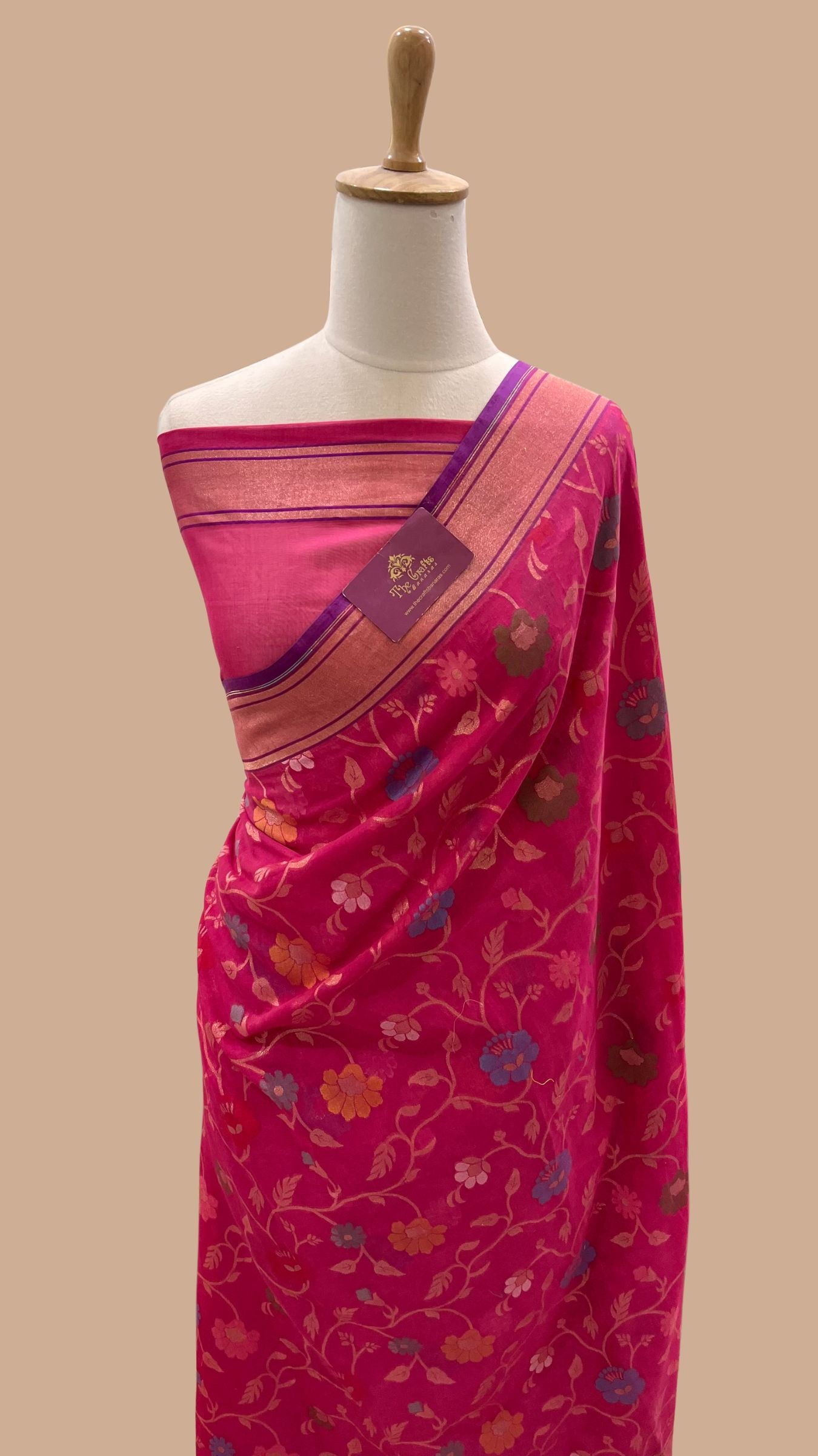 Pure Ektara Cotton Jamdani Banarasi Saree - Tilfi
