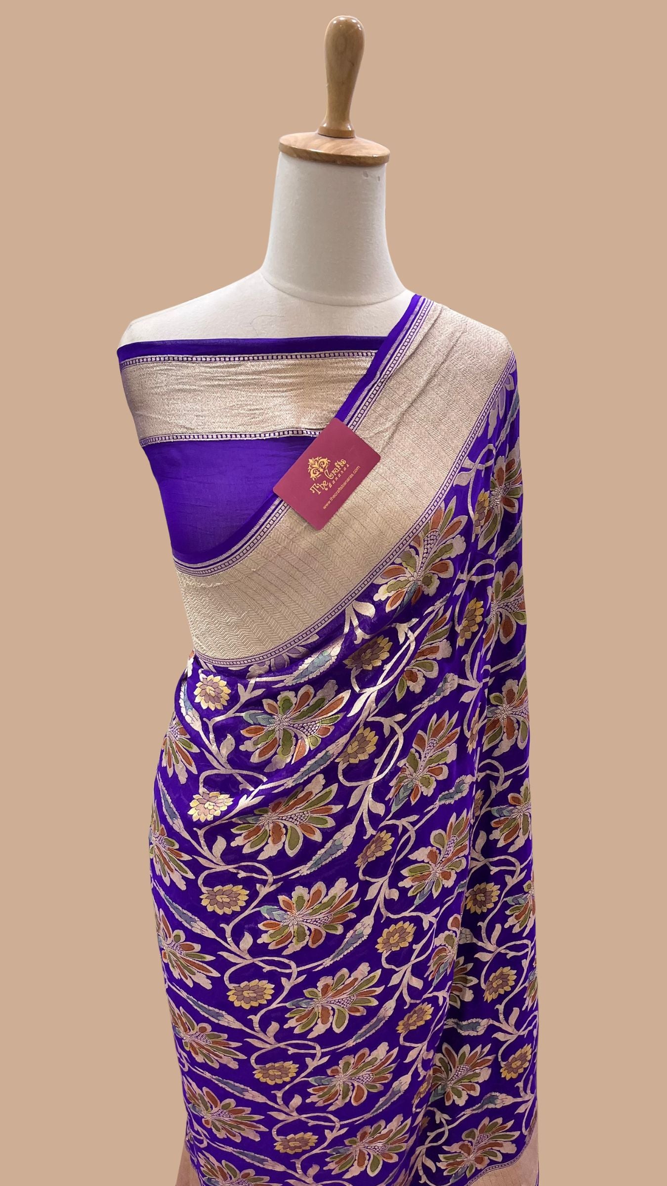 Khaddi Georgette Handloom Banarasi Saree - Water Zari