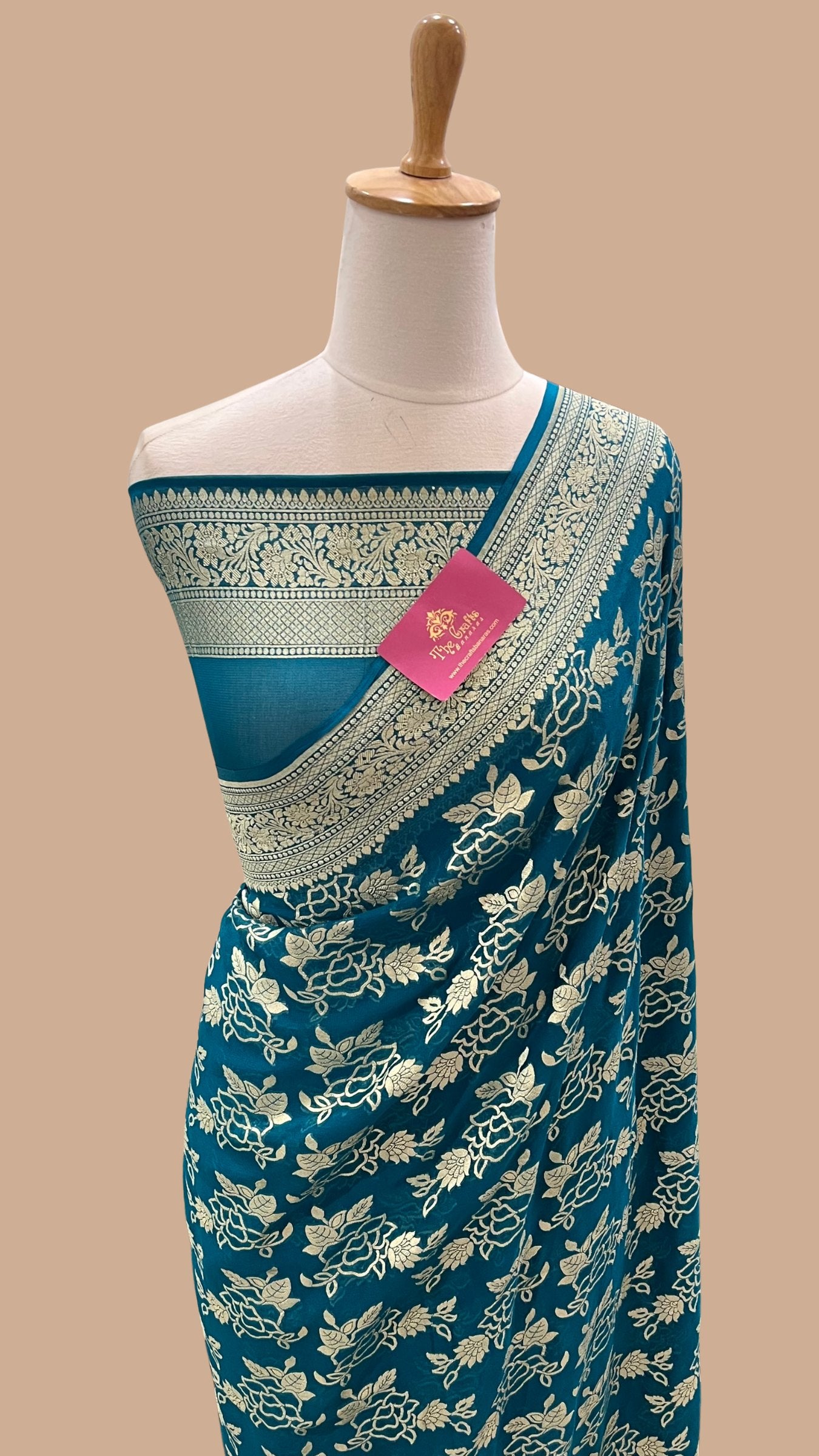 Khaddi Georgette Banarasi Saree - Gold Zari
