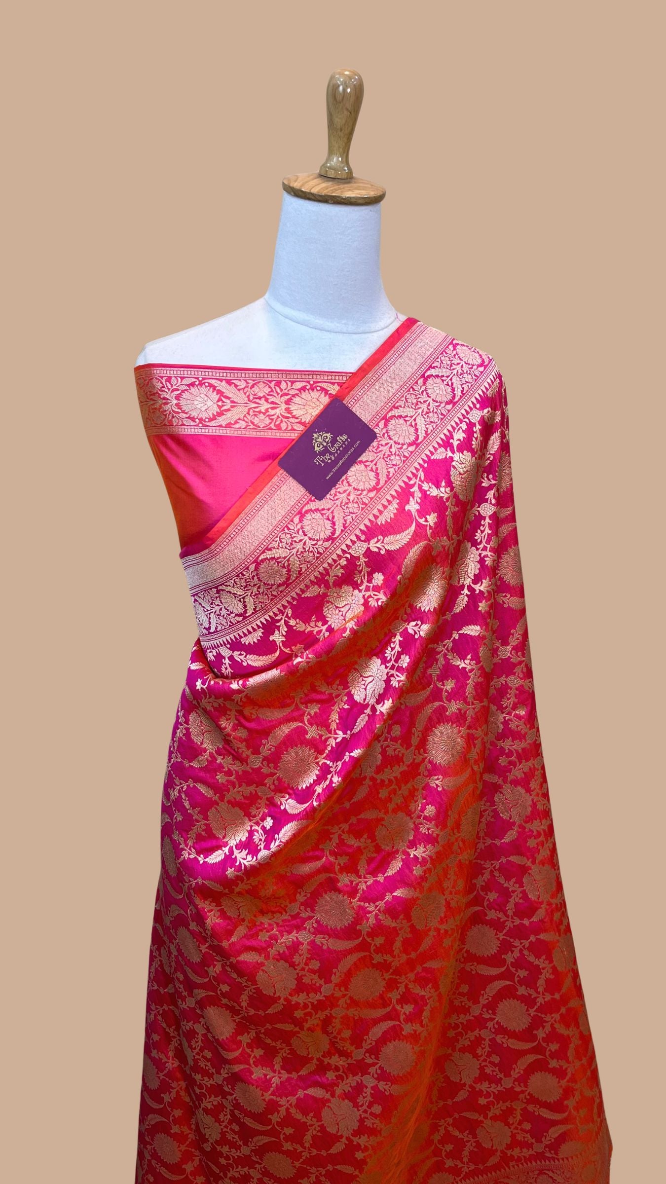 Pure Katan Silk Handloom Banarasi Saree - Jaal work