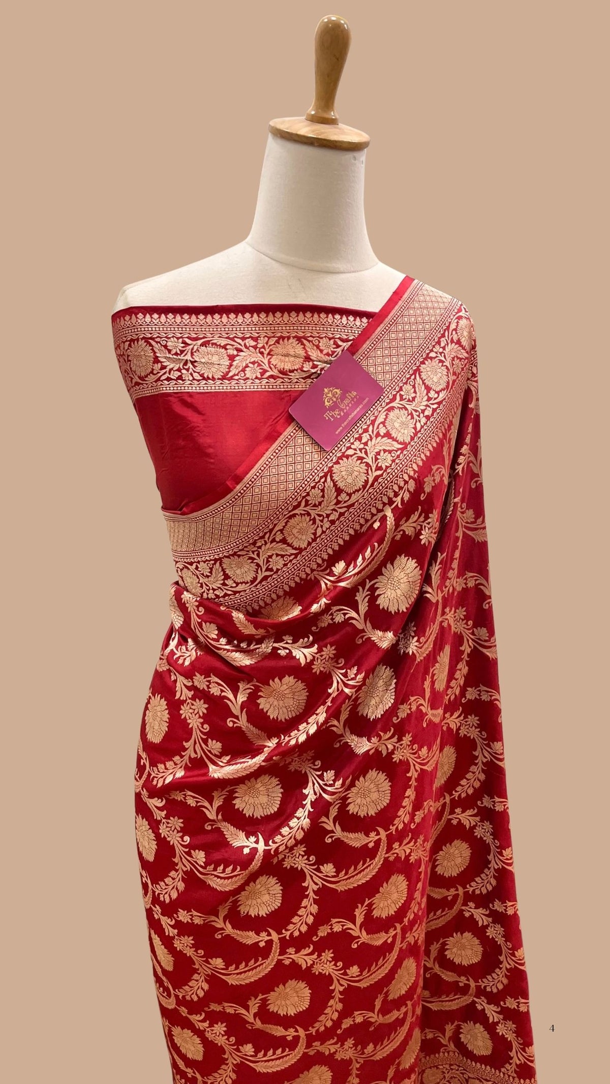 Pure Katan Silk Handloom Banarasi Saree - Jaal work
