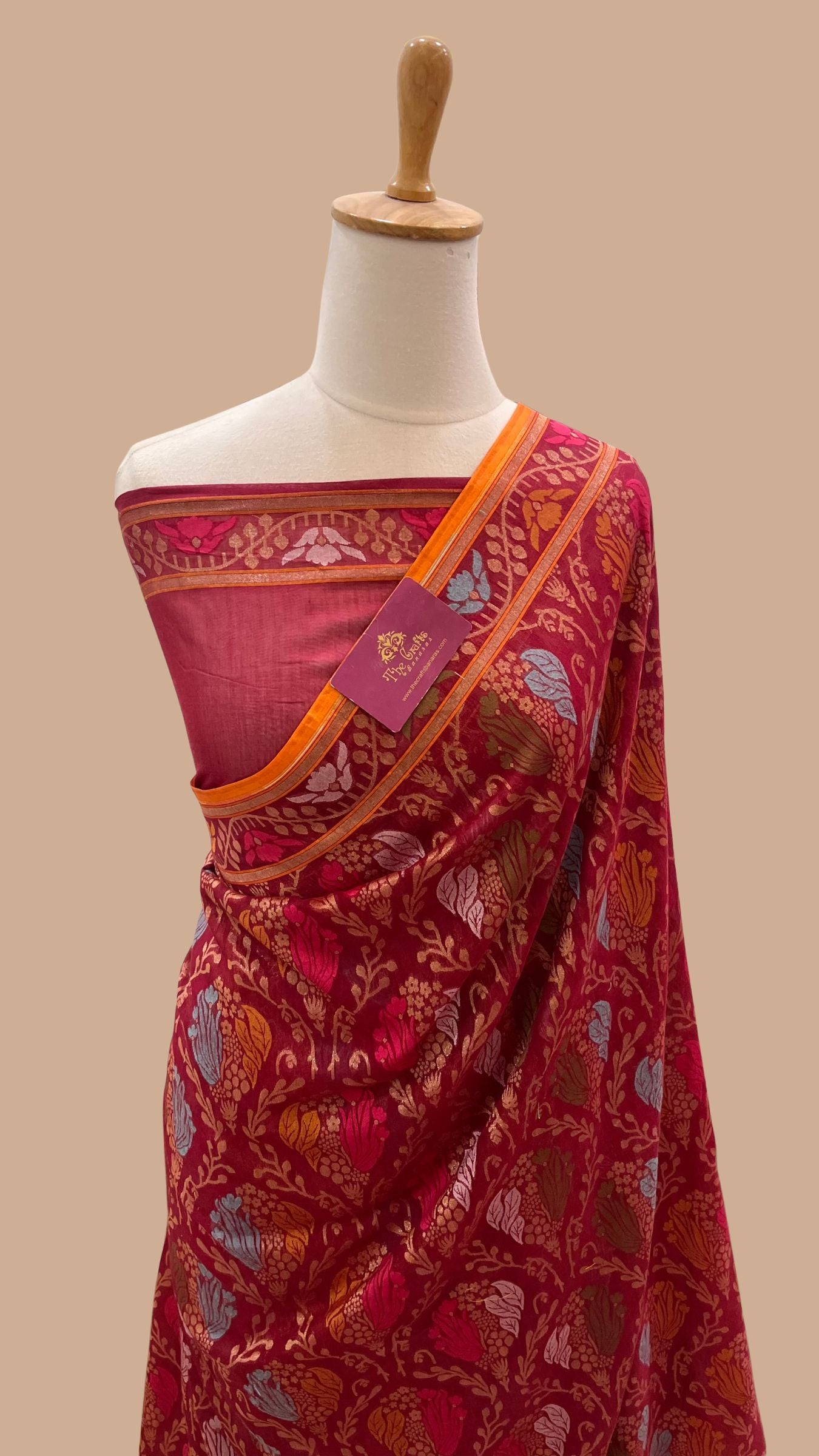 Pure Ektara Cotton Jamdani Banarasi Saree - Tilfi