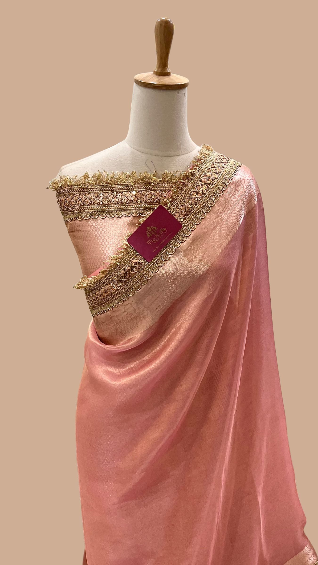 Pure Tissue Silk Handloom Banarasi Saree - with Lace Border