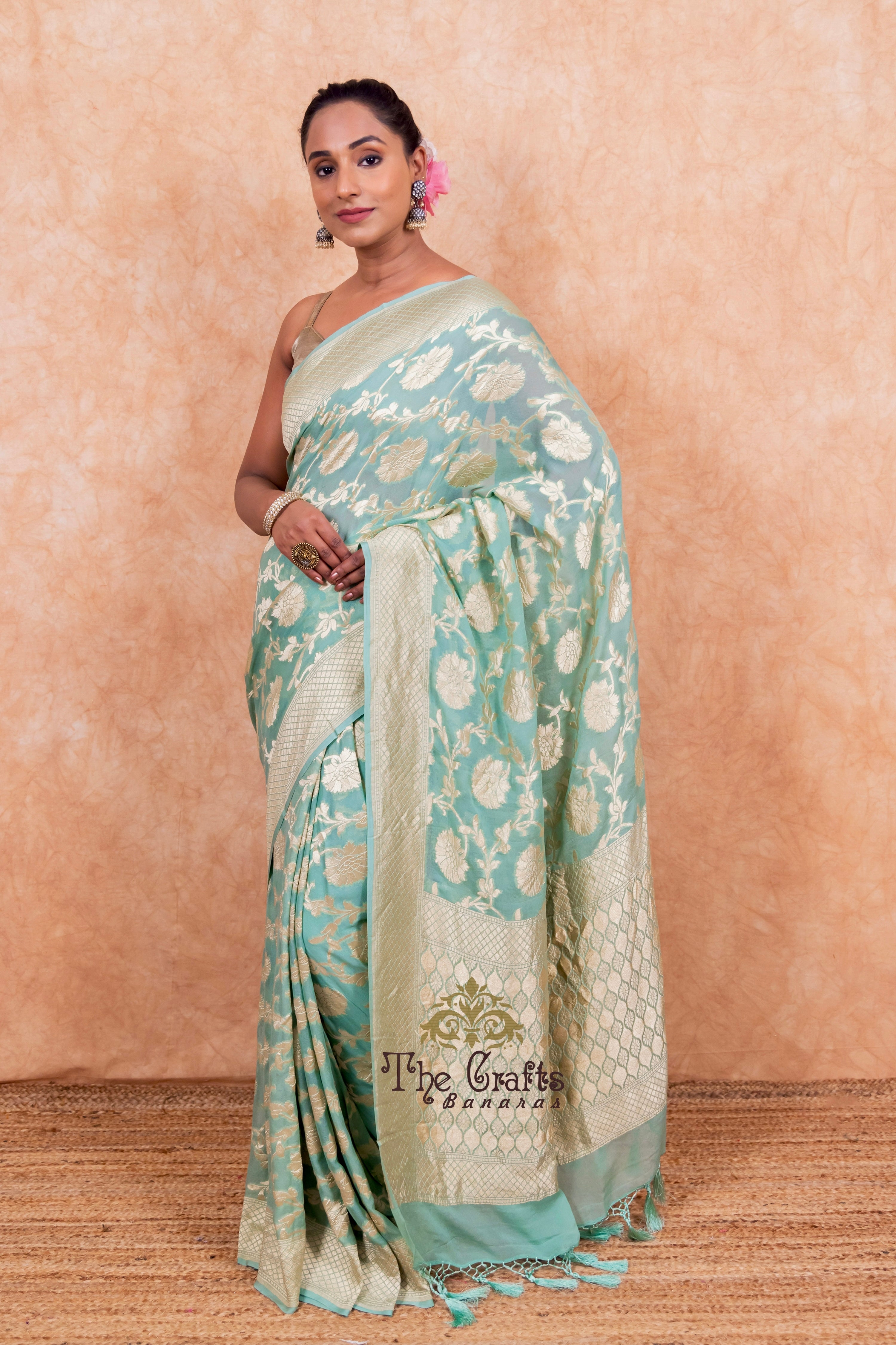 Khaddi Georgette Banarasi Saree - Water Zari