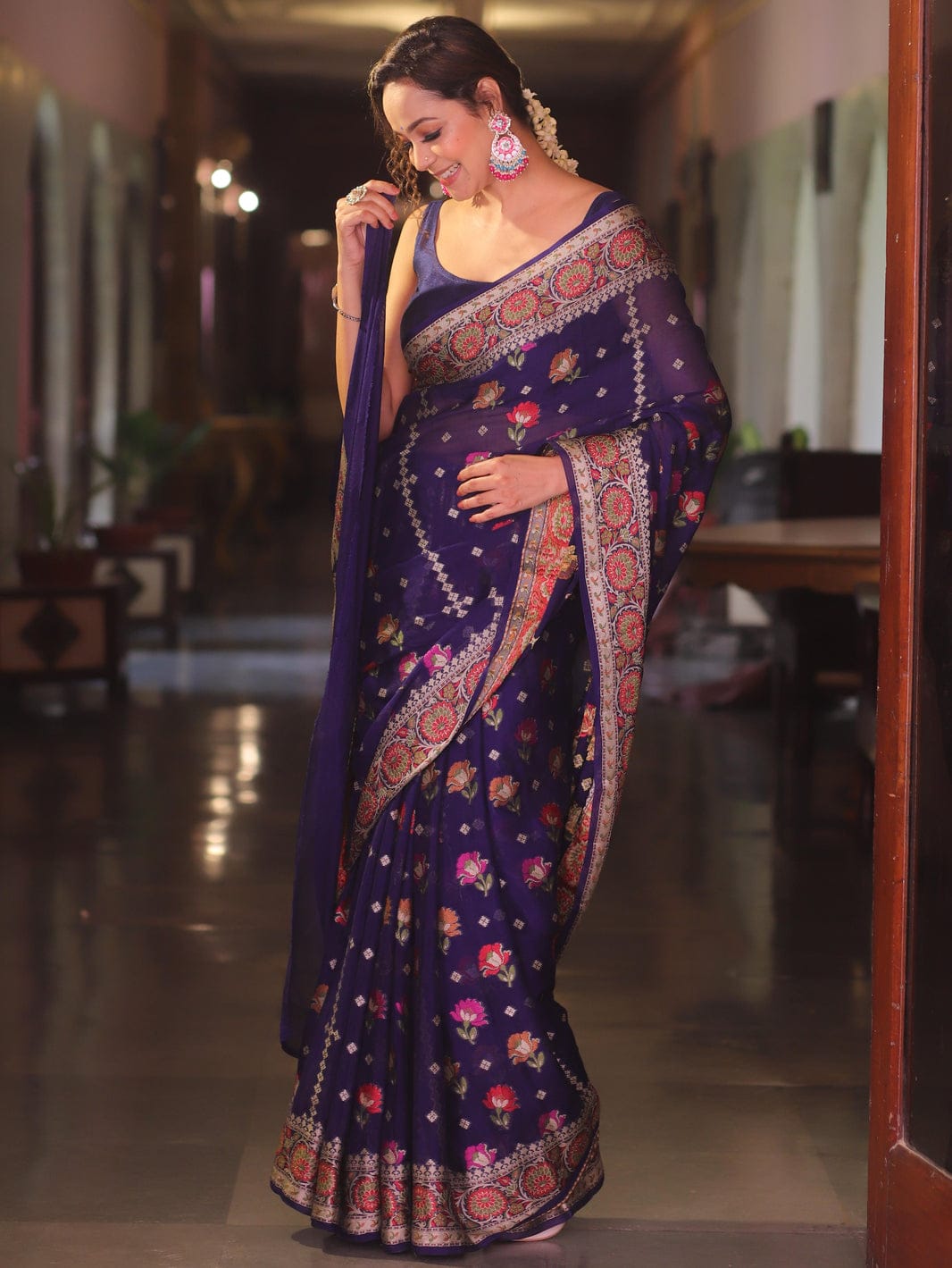 Pure Khaddi Chiffon Banarasi Saree