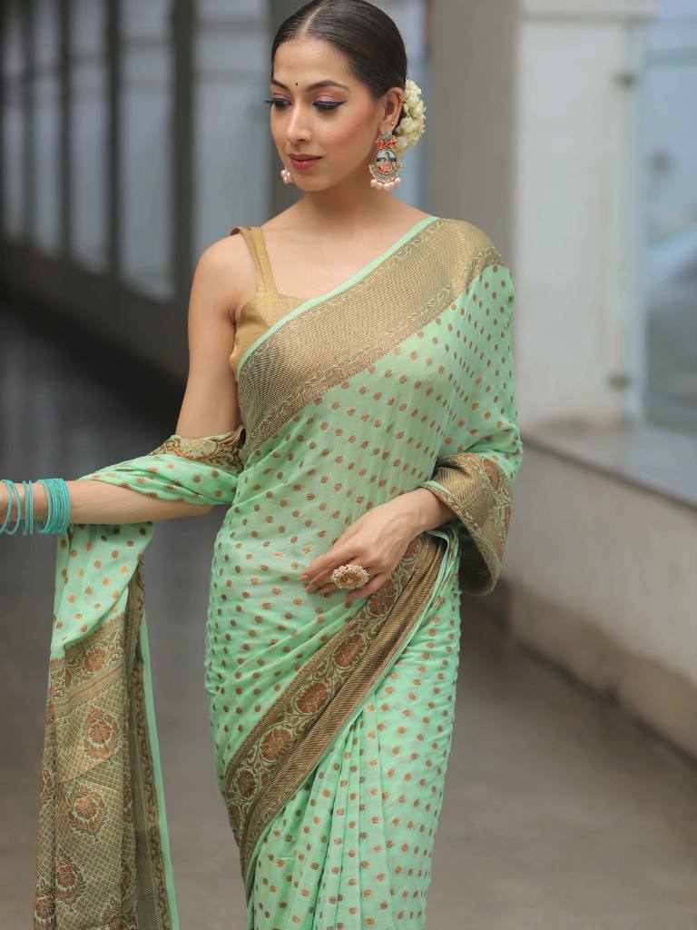 Pure Khaddi Chiffon Banarasi Saree