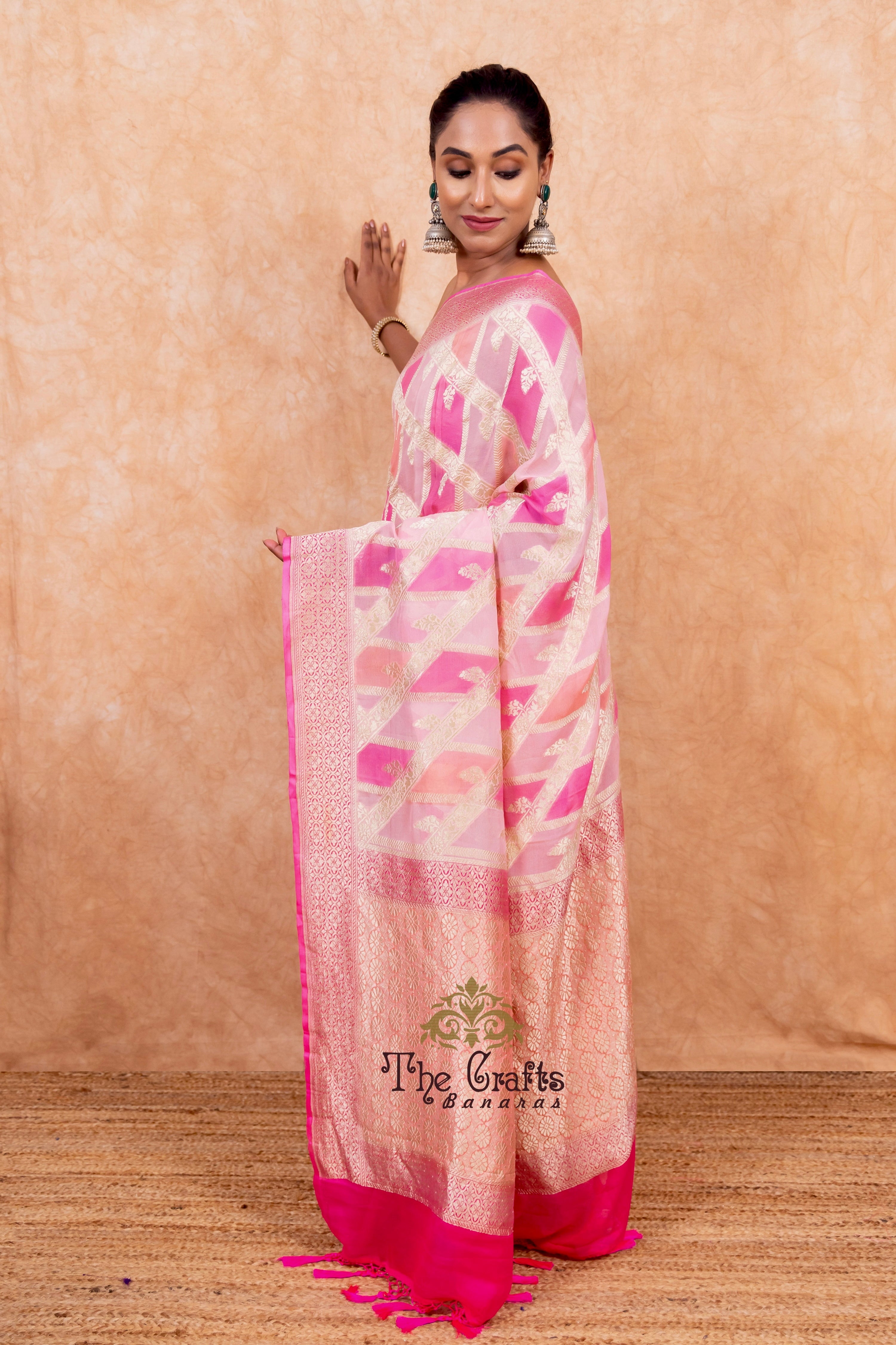 Khaddi Georgette Handloom Banarasi Saree