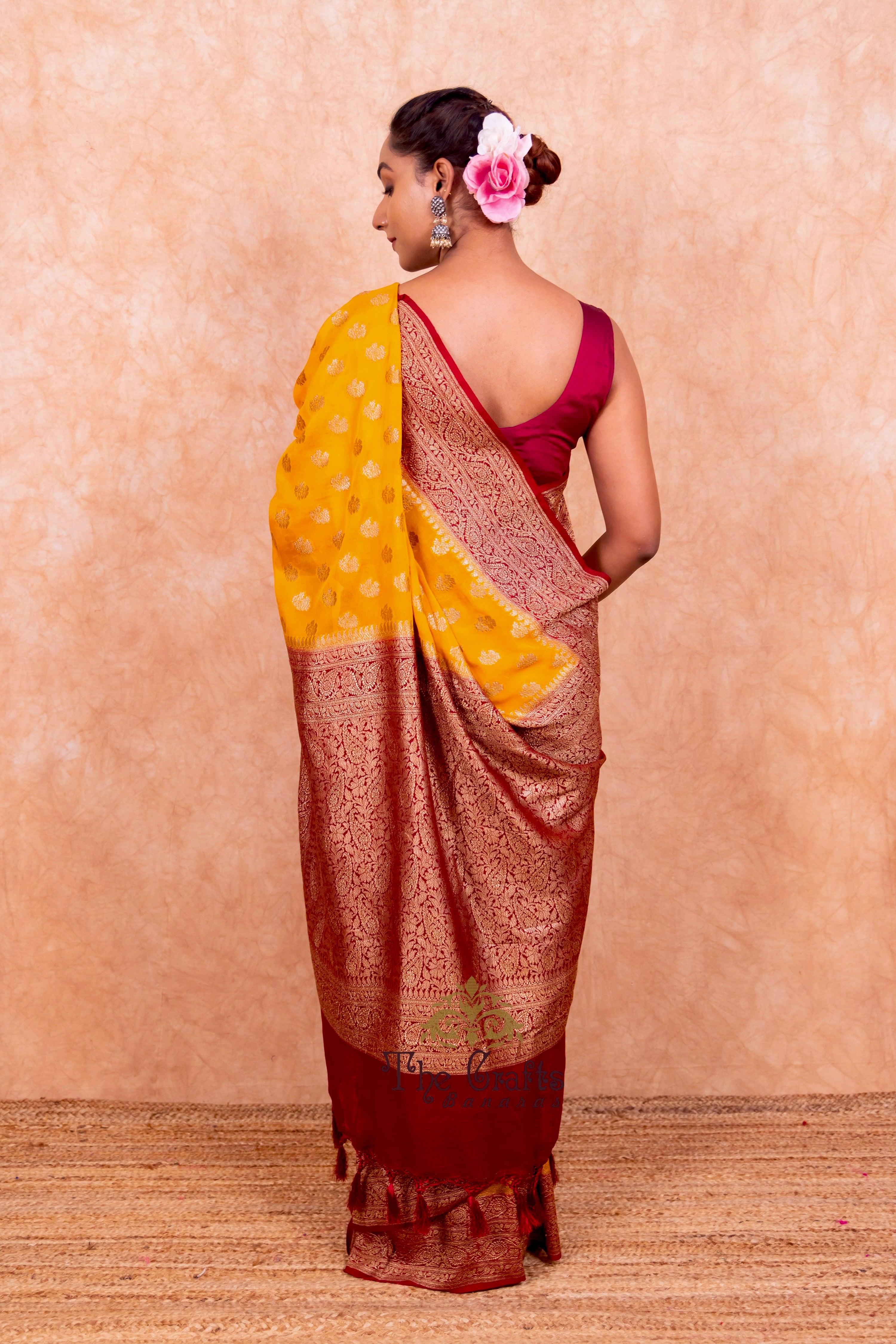 Khaddi Georgette Banarasi Saree - Antique Zari